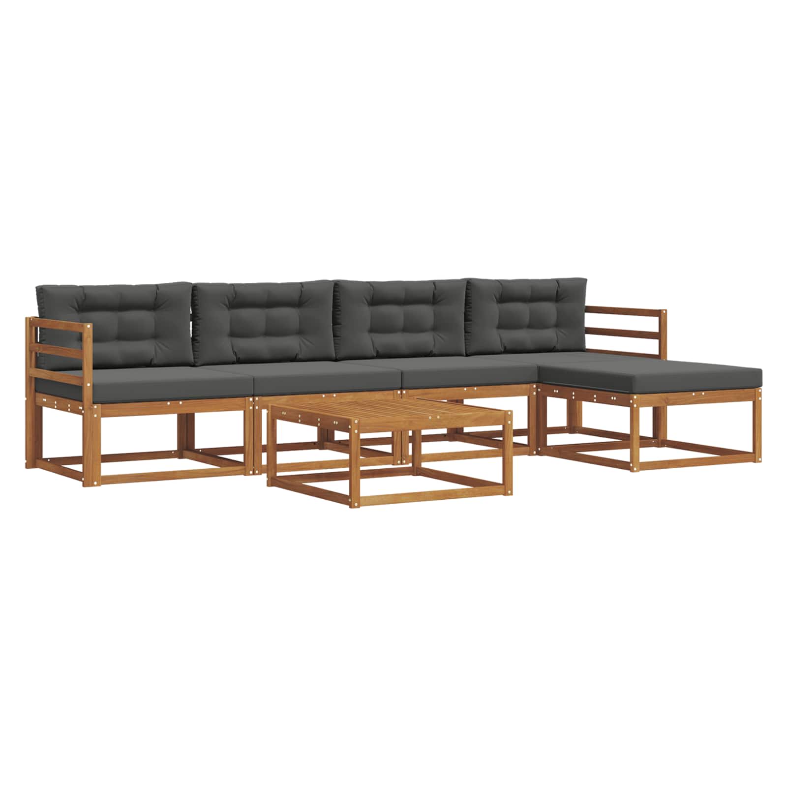 Outdoor-Sofagarnitur mit Kissen 6 pcs Natur und Anthrazit