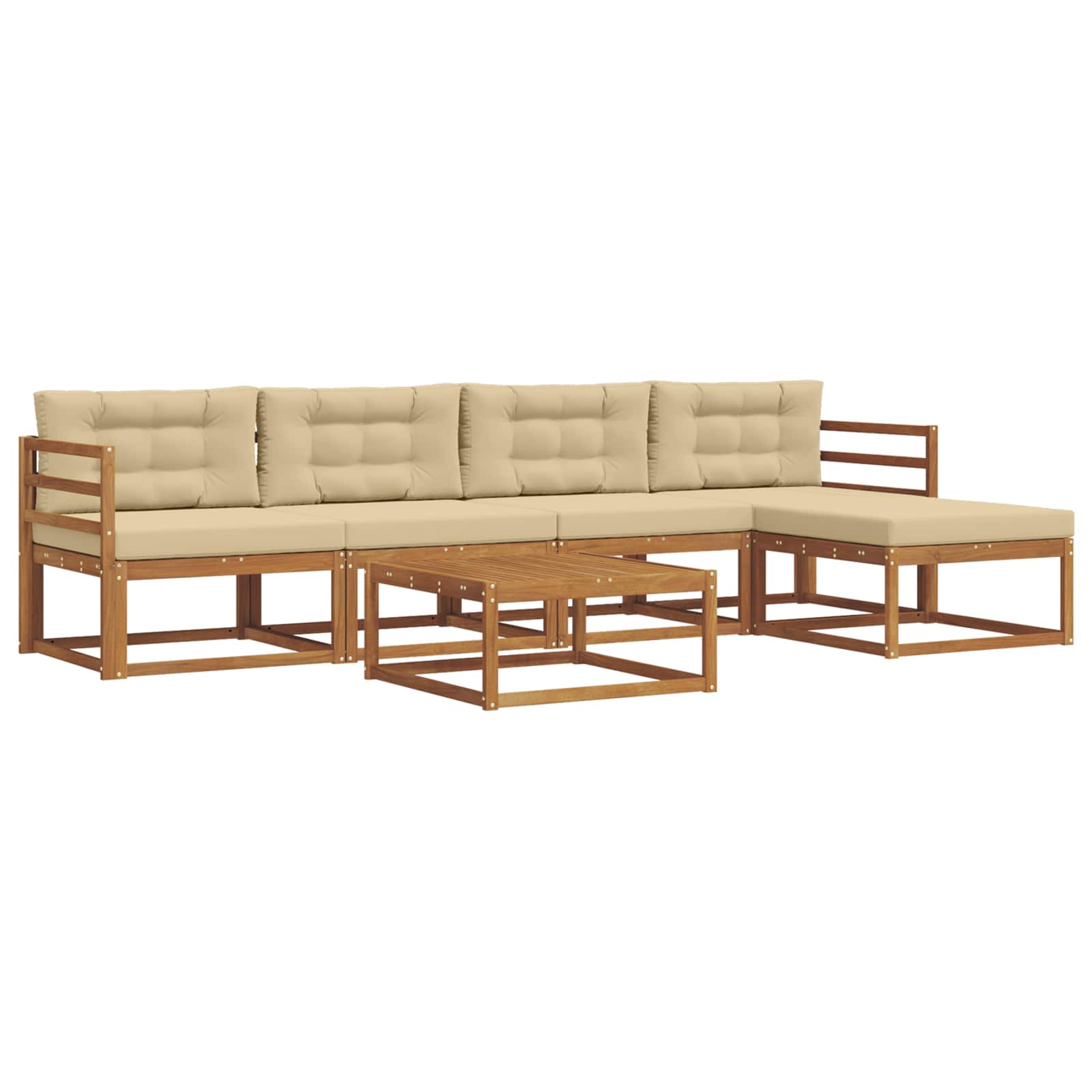 Outdoor-Sofagarnitur mit Kissen 6 pcs Natur und Beige