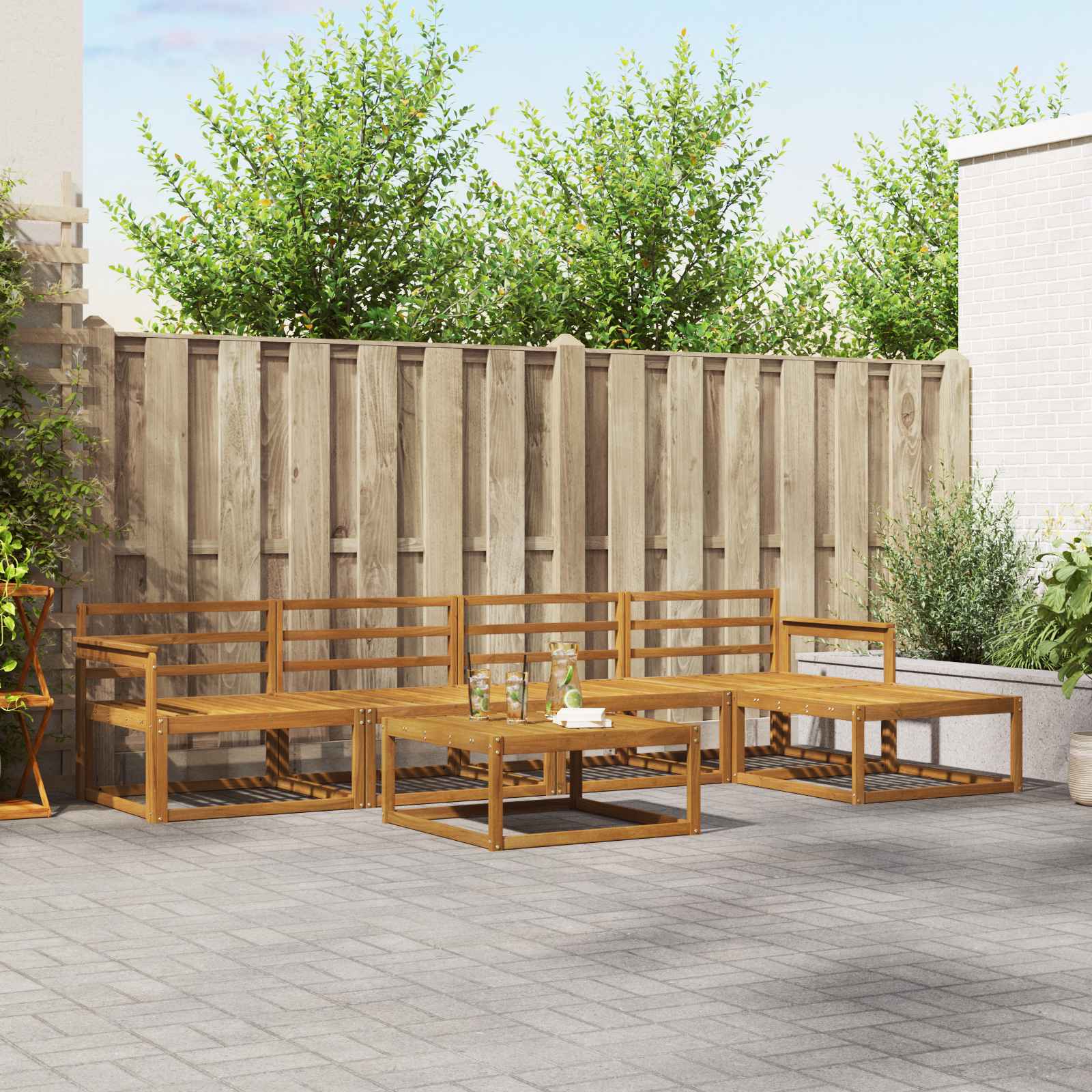 Outdoor-Sofagarnitur 6 pcs Natur Massivholz Akazie