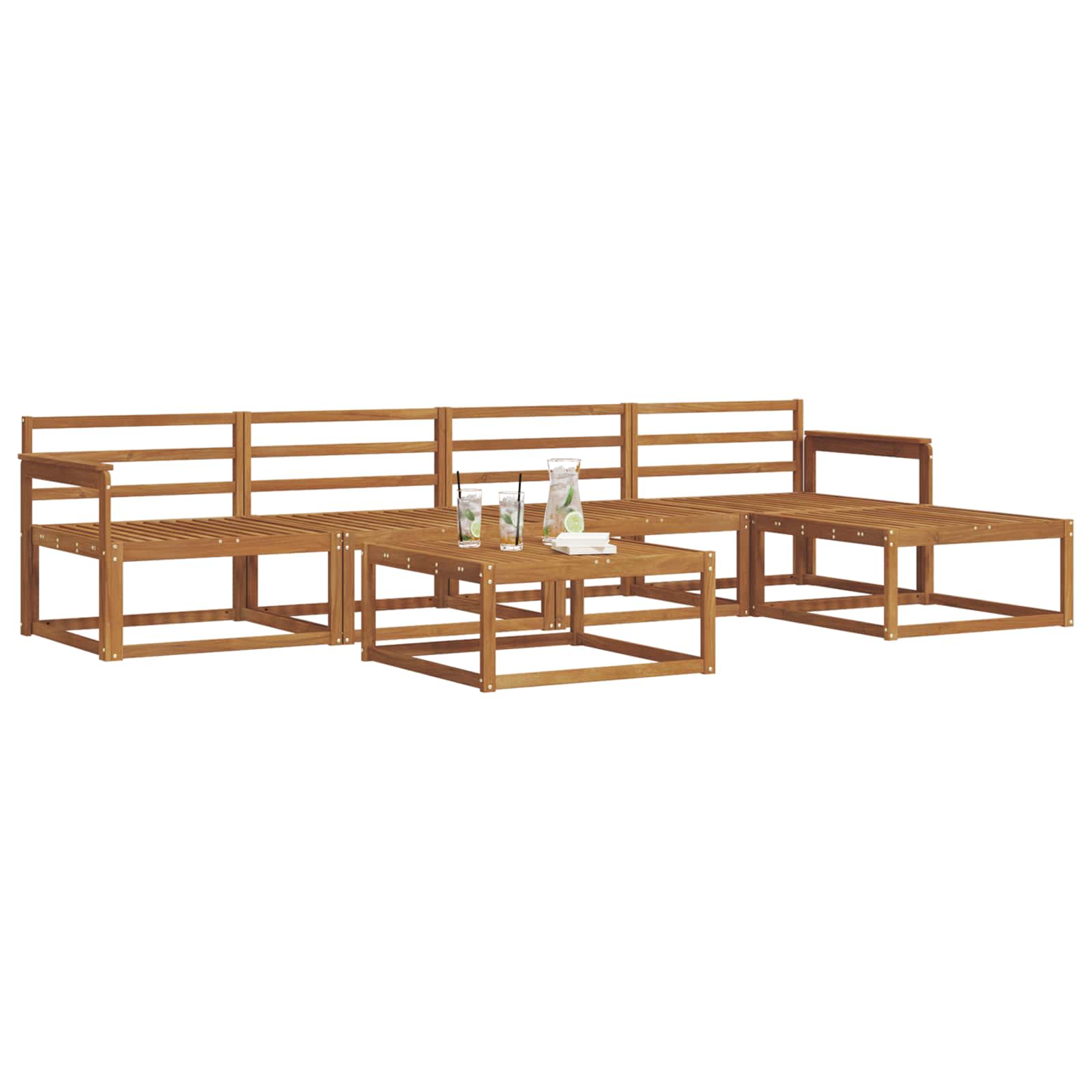 Outdoor-Sofagarnitur 6 pcs Natur Massivholz Akazie
