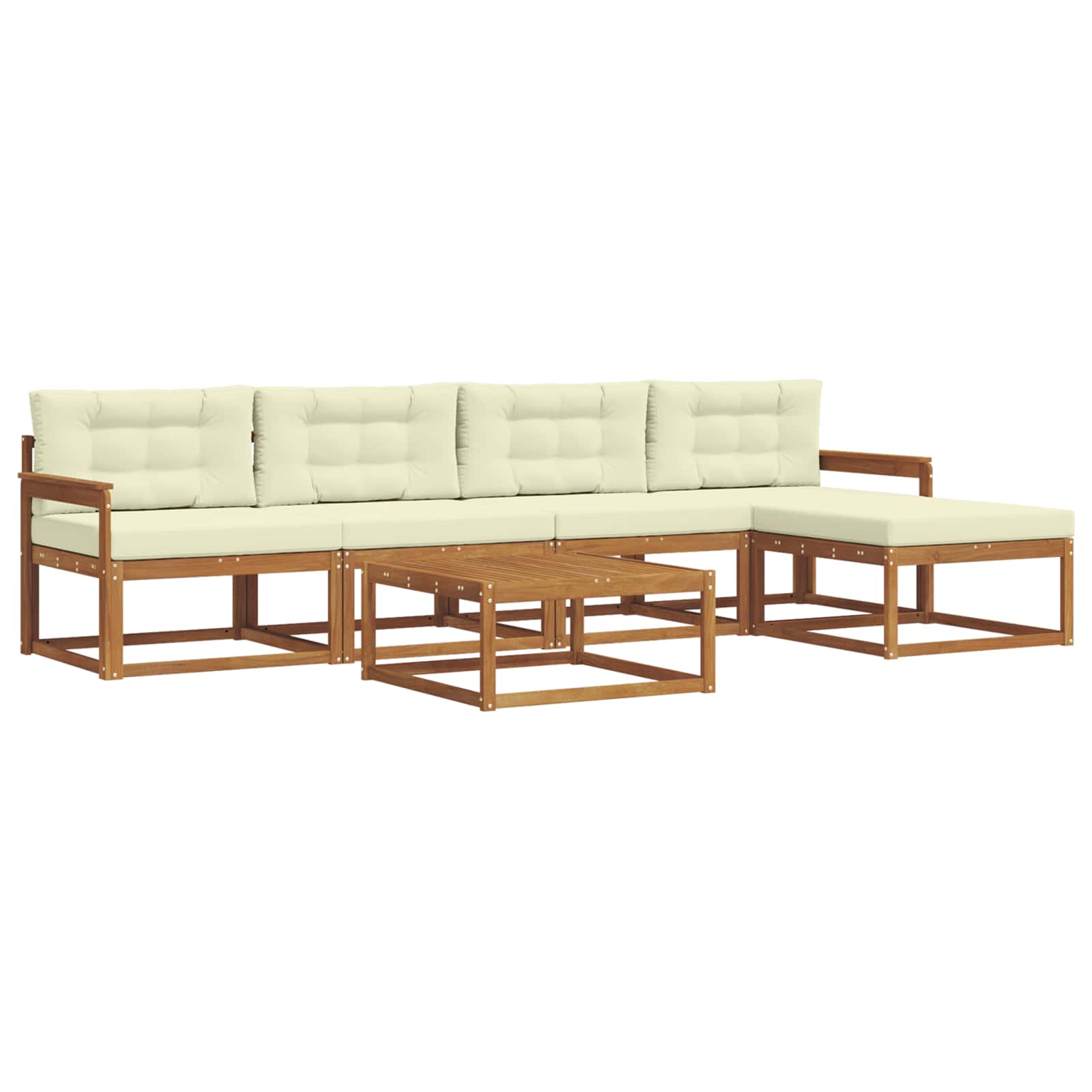 Outdoor-Sofagarnitur mit Kissen 6 pcs Natur und Creme
