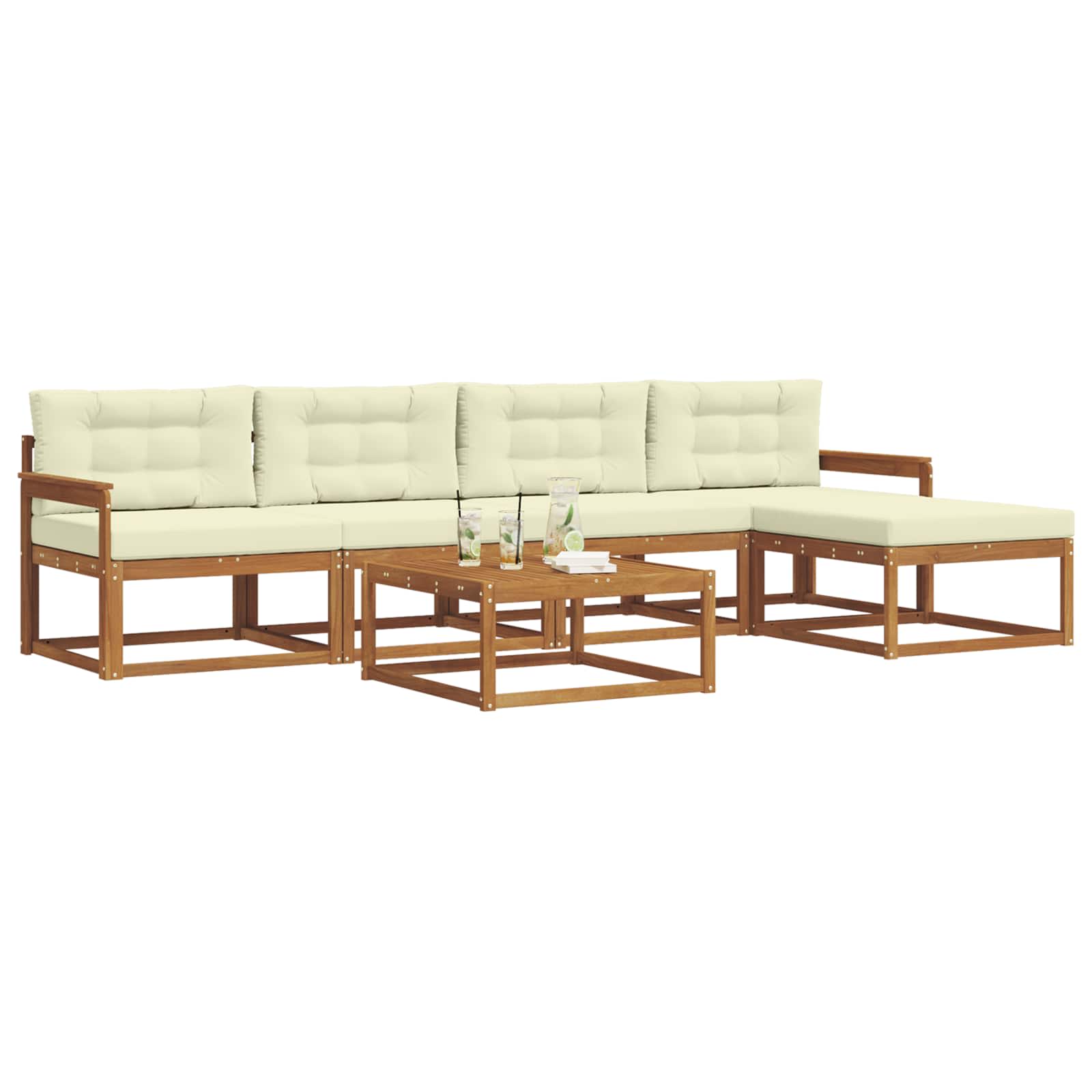Outdoor-Sofagarnitur mit Kissen 6 pcs Natur und Creme