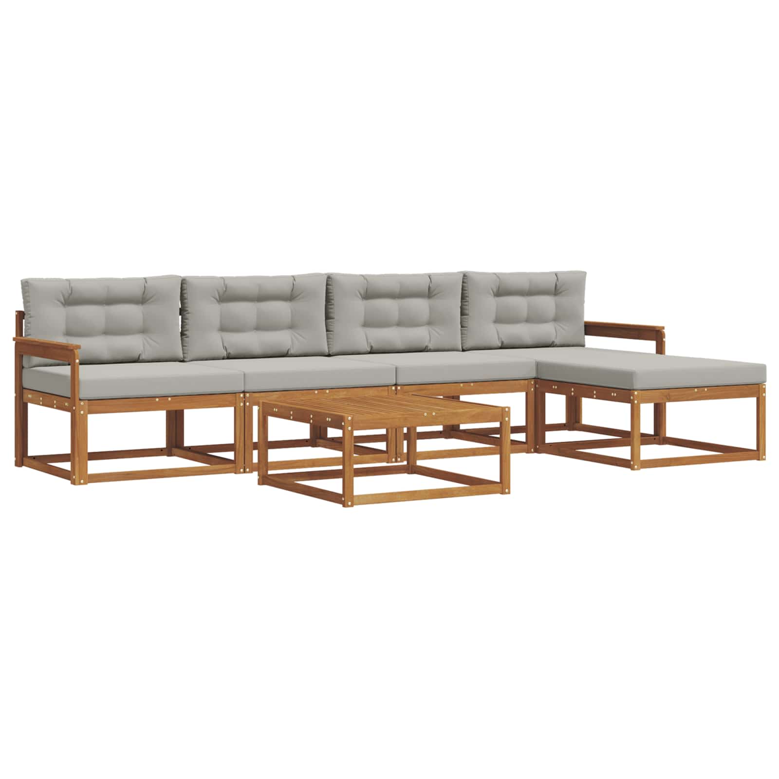 Outdoor-Sofagarnitur mit Kissen 6 pcs Natürlich und Hellgrau