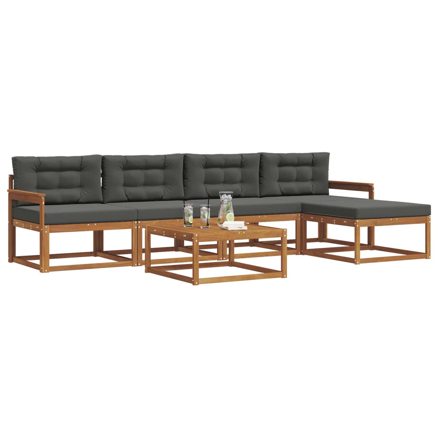 Outdoor-Sofagarnitur mit Kissen 6 pcs Natur und Anthrazit