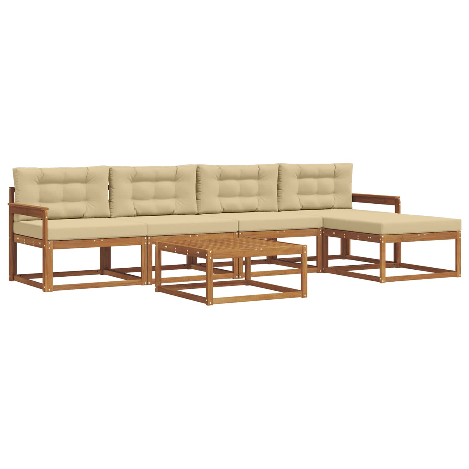 Outdoor-Sofagarnitur mit Kissen 6 pcs Natur und Beige
