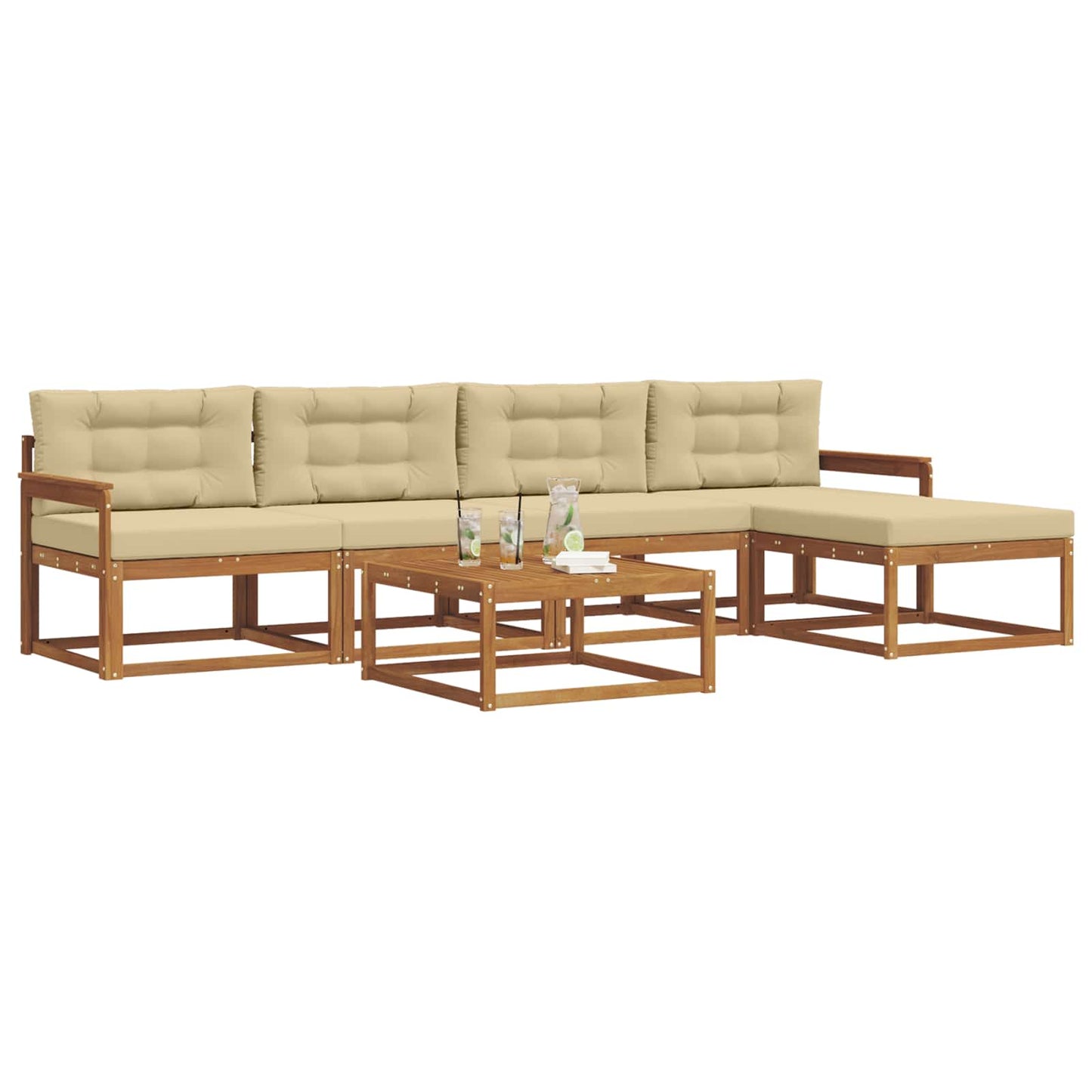 Outdoor-Sofagarnitur mit Kissen 6 pcs Natur und Beige