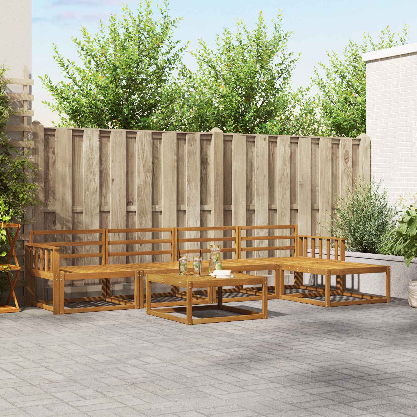 Outdoor-Sofagarnitur 6 pcs Natur Massivholz Akazie