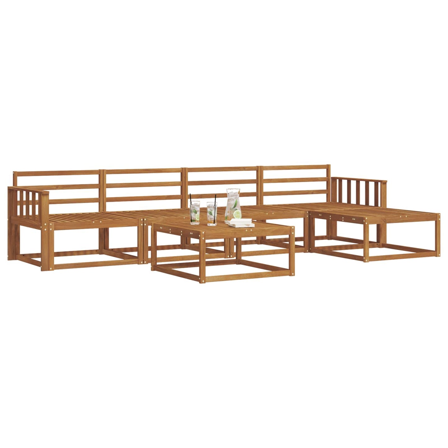 Outdoor-Sofagarnitur 6 pcs Natur Massivholz Akazie
