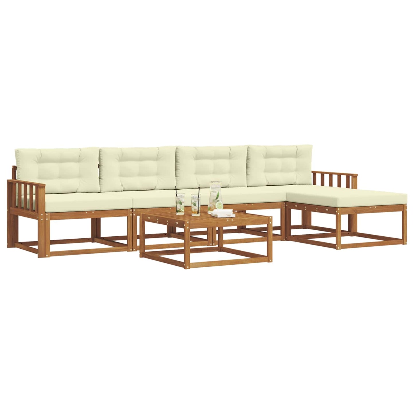 Outdoor-Sofagarnitur mit Kissen 6 pcs Natur und Creme