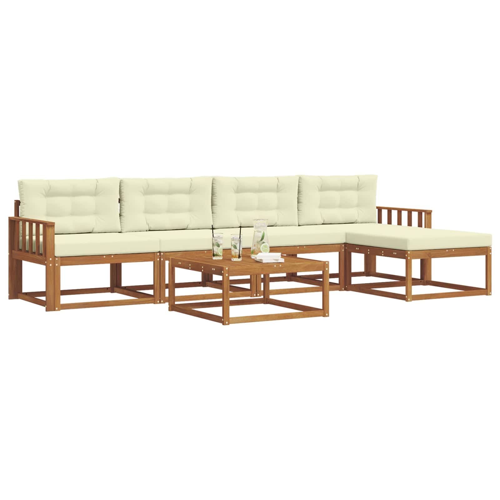 Outdoor-Sofagarnitur mit Kissen 6 pcs Natur und Creme