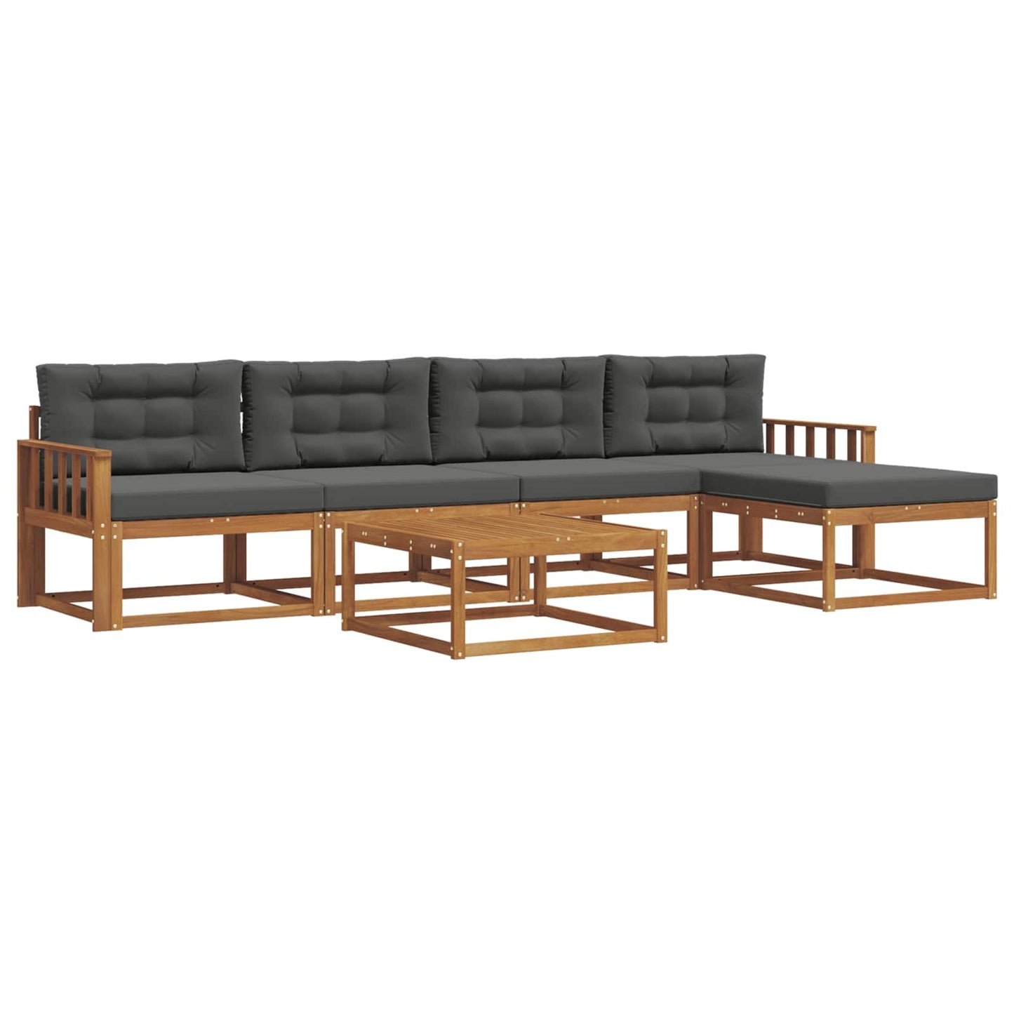 Outdoor-Sofagarnitur mit Kissen 6 pcs Natur und Anthrazit