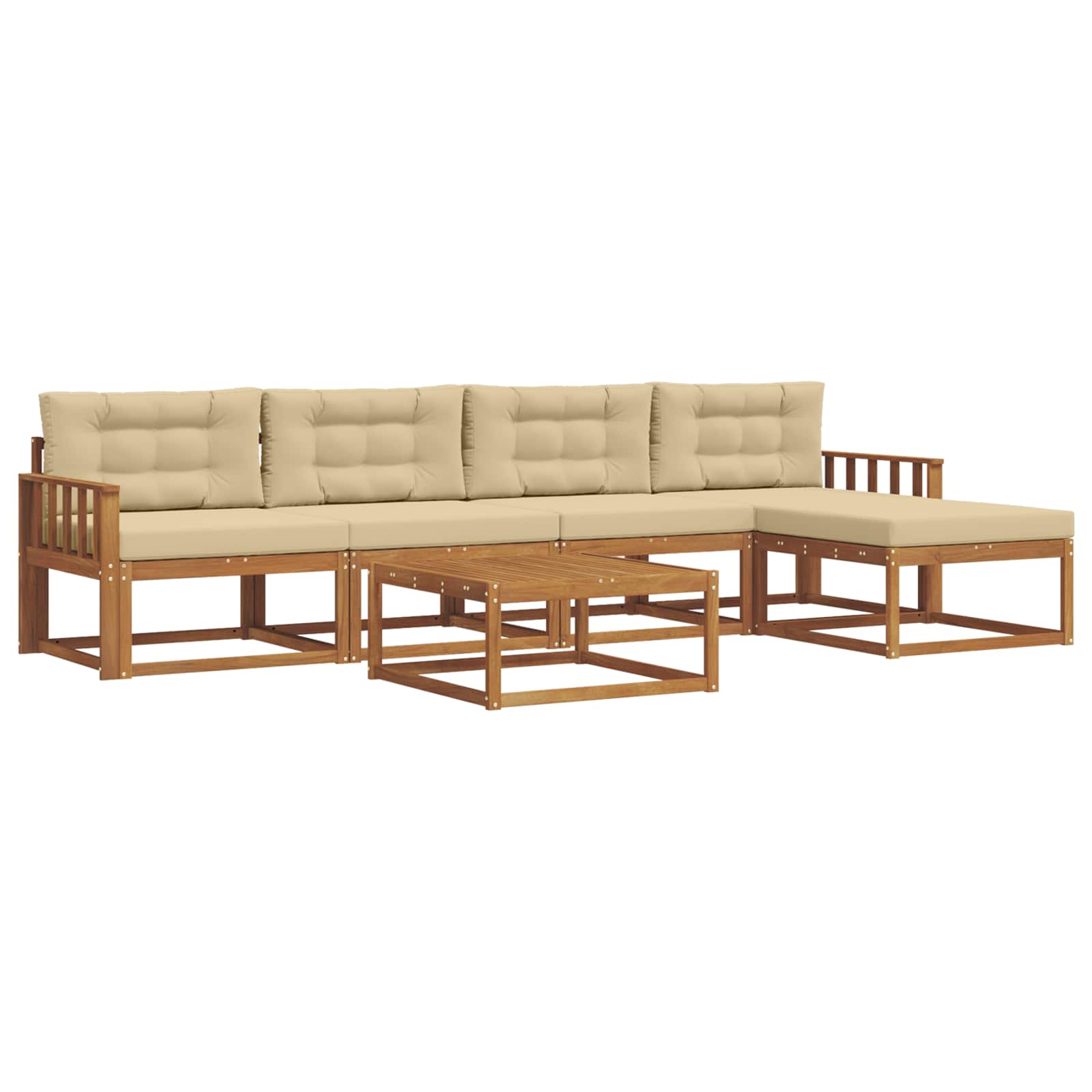 Outdoor-Sofagarnitur mit Kissen 6 pcs Natur und Beige
