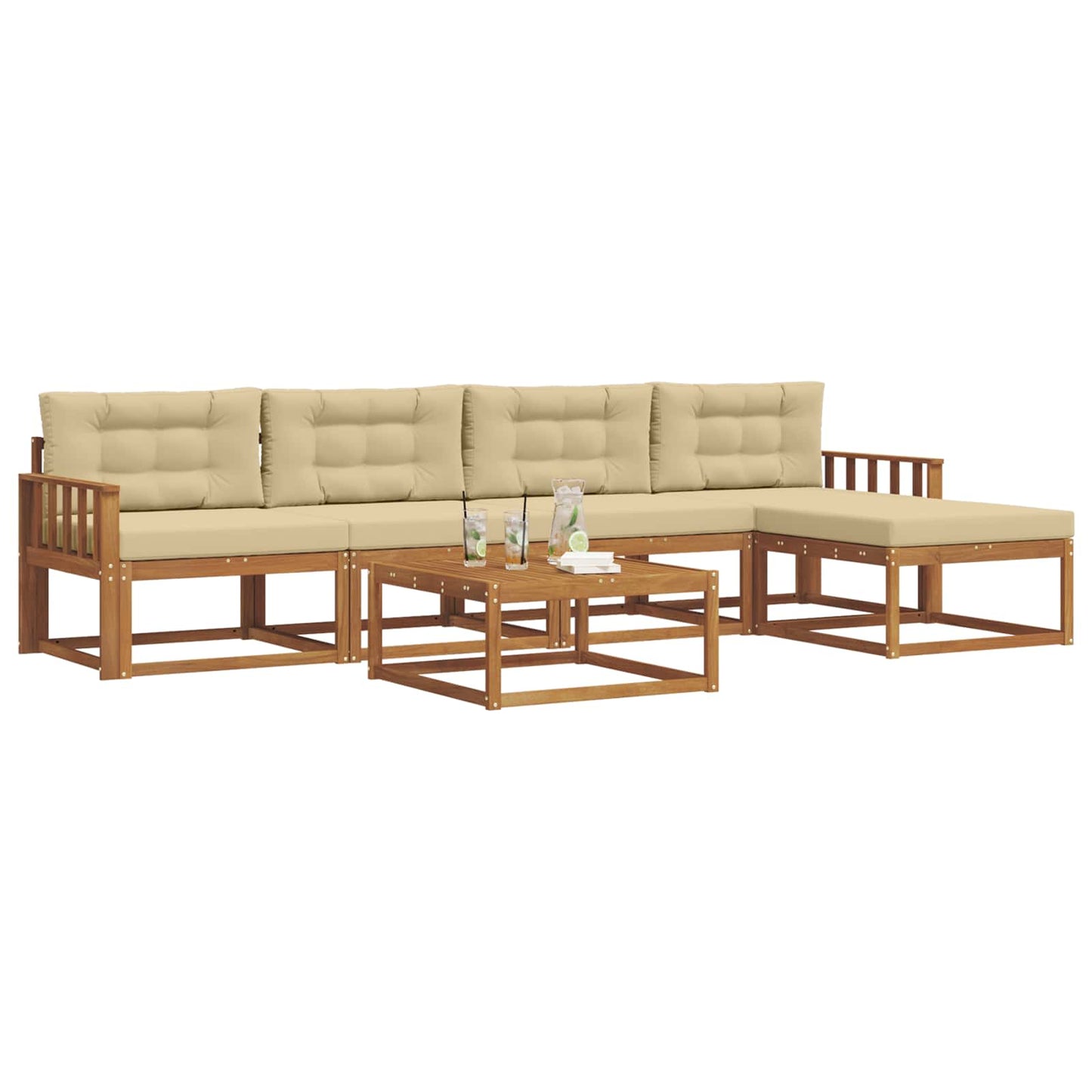 Outdoor-Sofagarnitur mit Kissen 6 pcs Natur und Beige