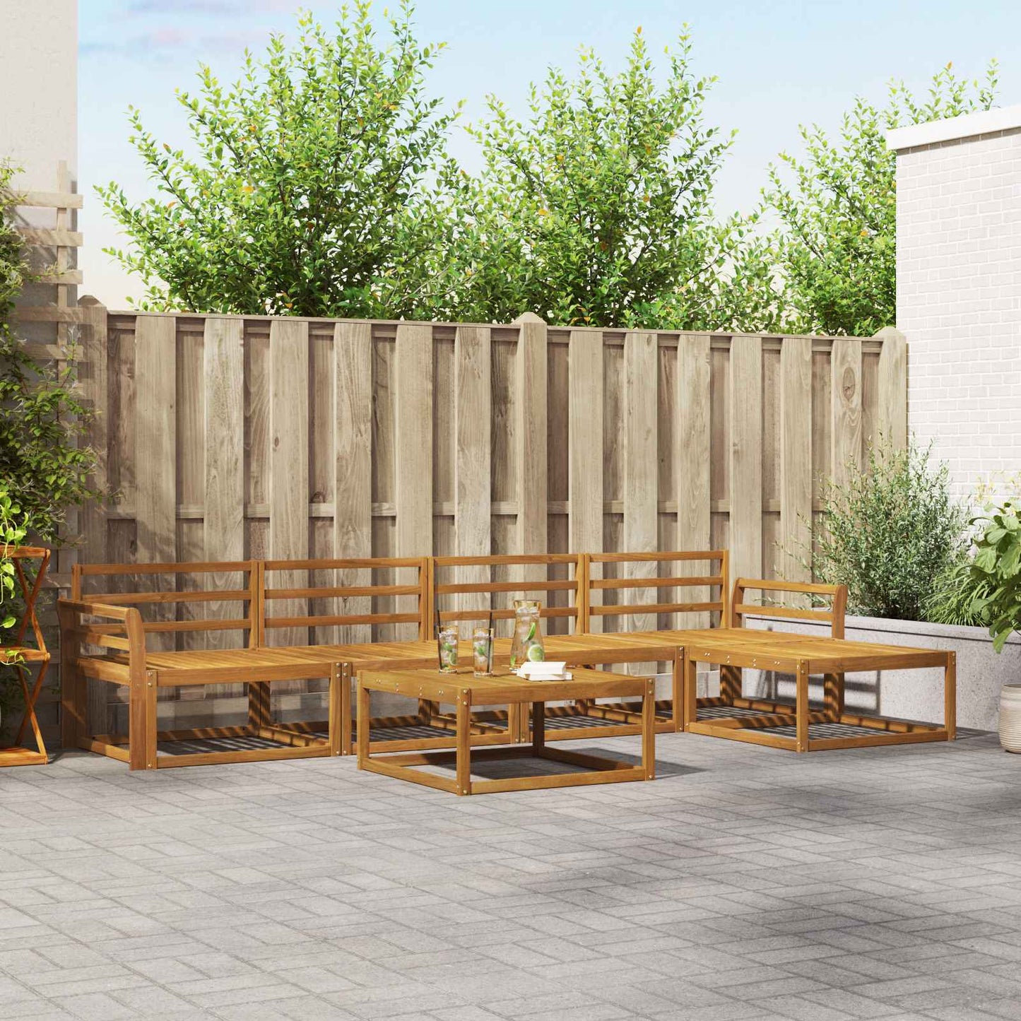 Outdoor-Sofagarnitur 6 pcs Natur Massivholz Akazie