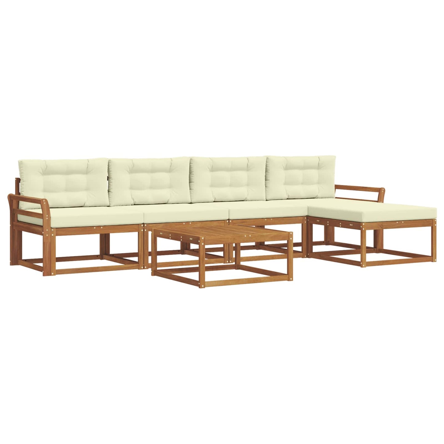 Outdoor-Sofagarnitur mit Kissen 6 pcs Natur und Creme