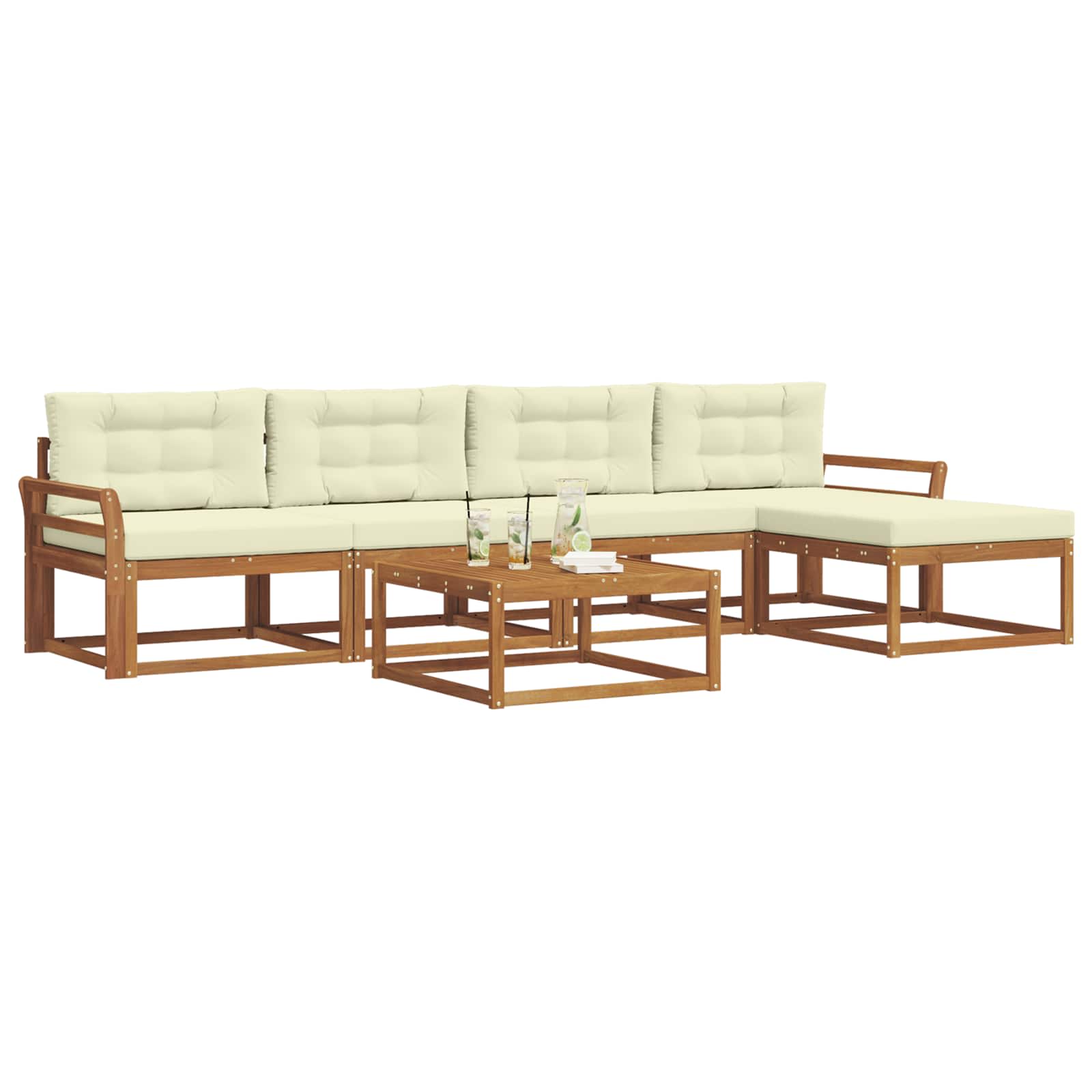 Outdoor-Sofagarnitur mit Kissen 6 pcs Natur und Creme