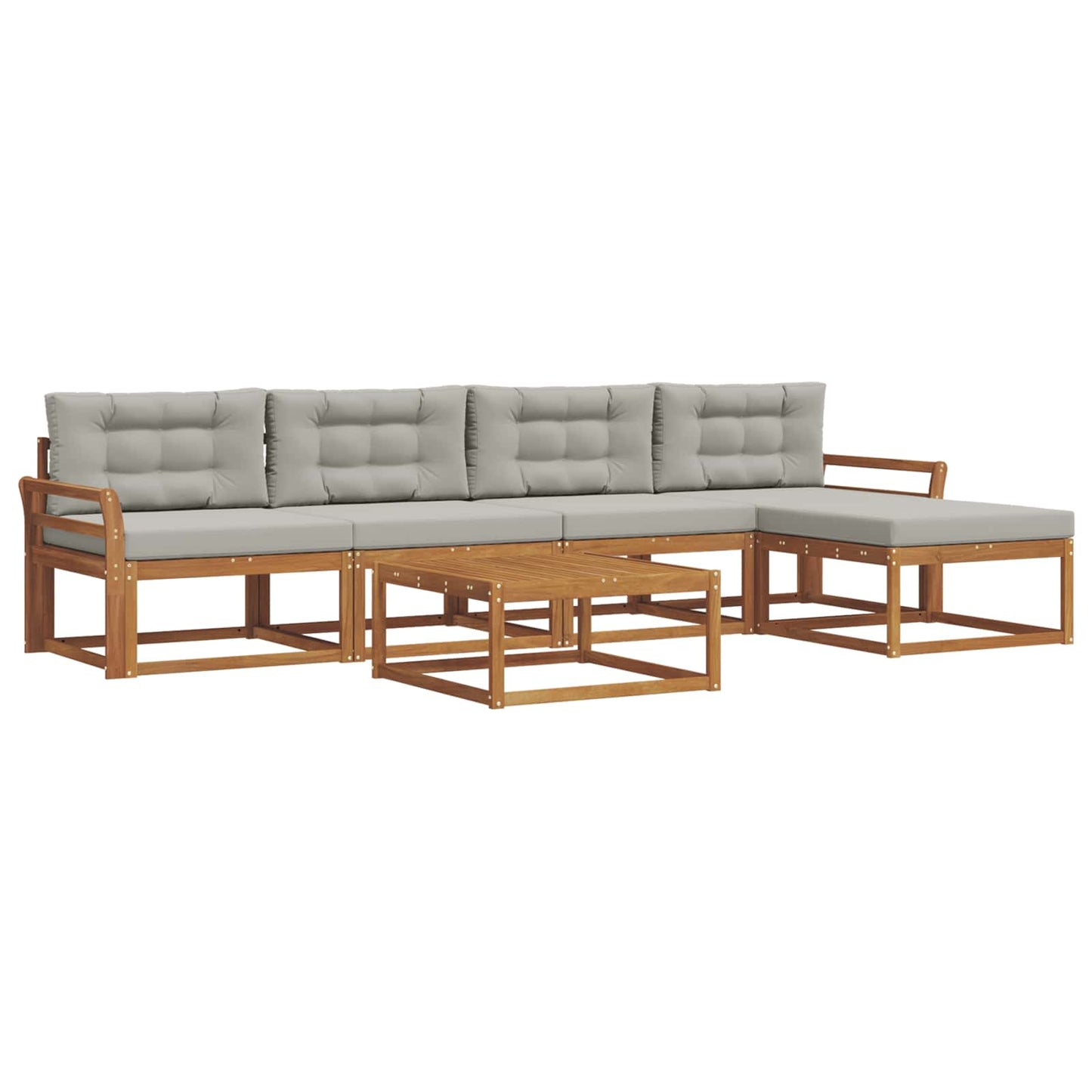 Outdoor-Sofagarnitur mit Kissen 6 pcs Natürlich und Hellgrau