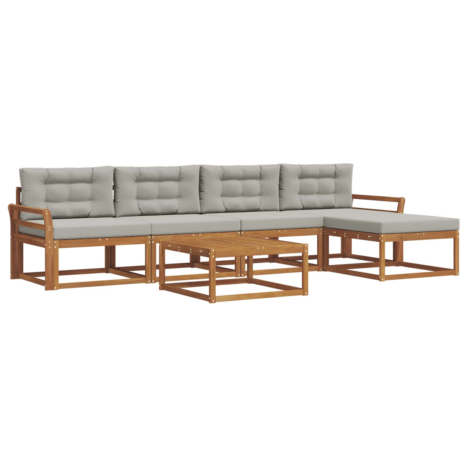 Outdoor-Sofagarnitur mit Kissen 6 pcs Natürlich und Hellgrau