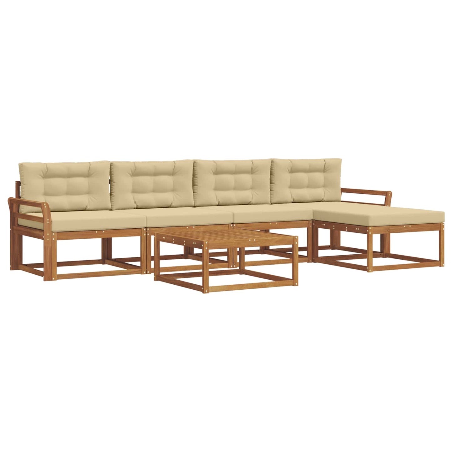 Outdoor-Sofagarnitur mit Kissen 6 pcs Natur und Beige