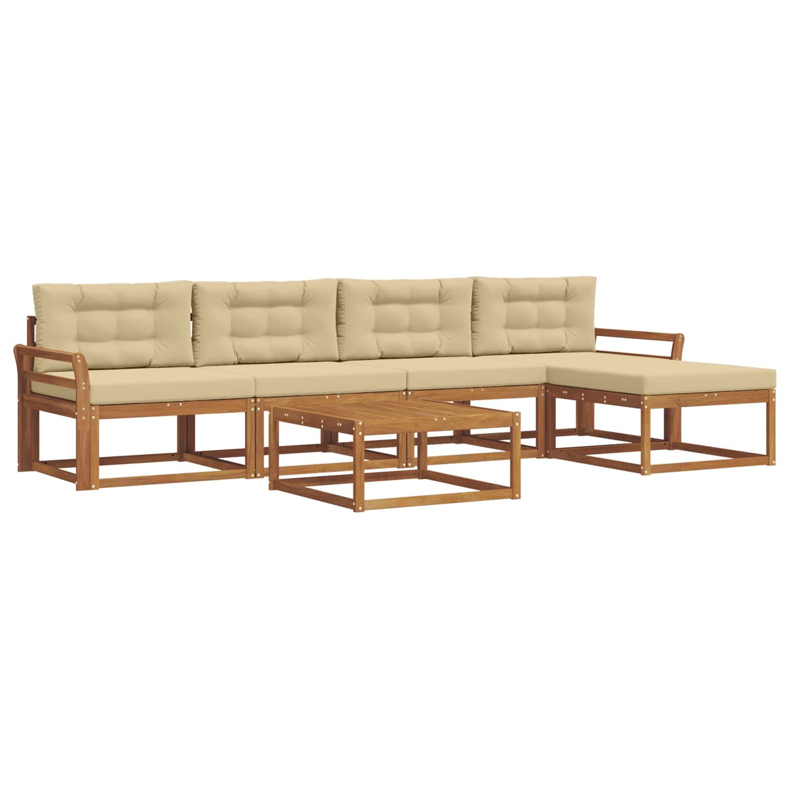 Outdoor-Sofagarnitur mit Kissen 6 pcs Natur und Beige