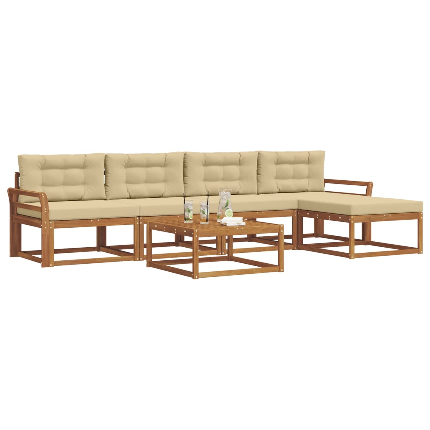 Outdoor-Sofagarnitur mit Kissen 6 pcs Natur und Beige