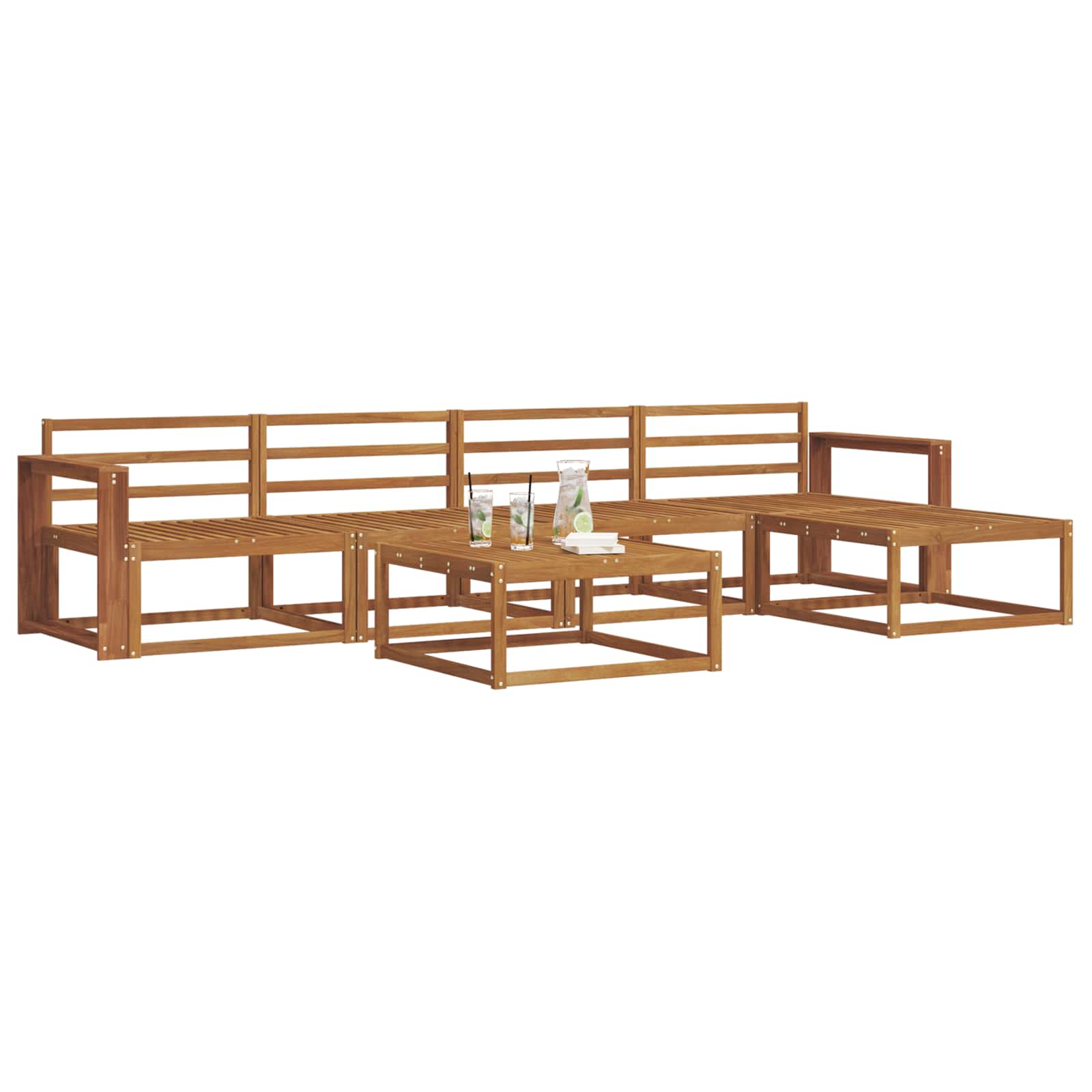 Outdoor-Sofagarnitur 6 pcs Natur Massivholz Akazie