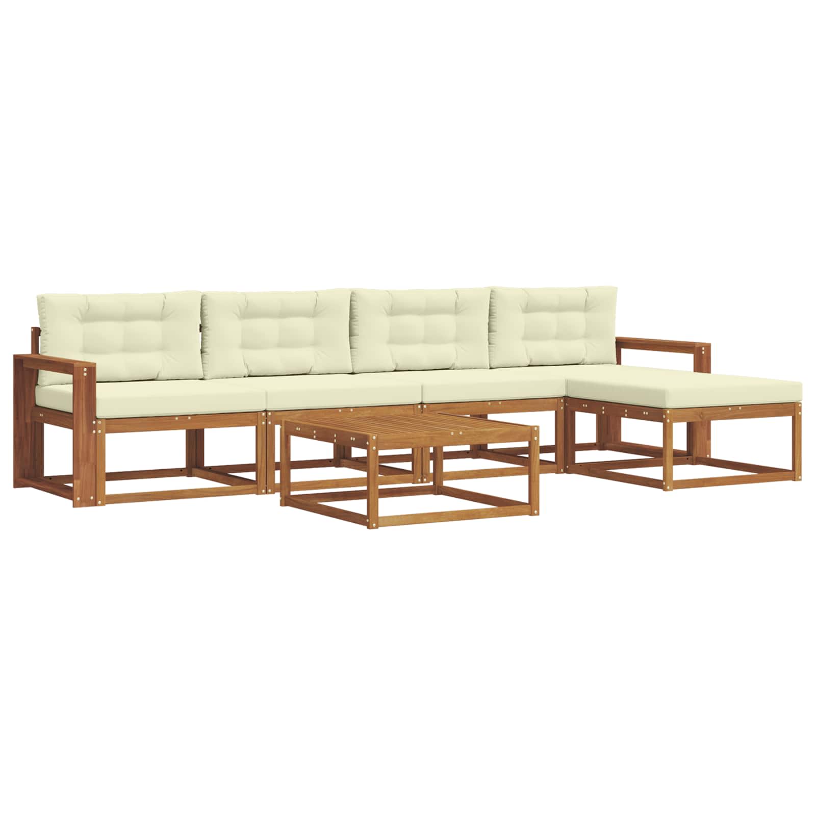 Outdoor-Sofagarnitur mit Kissen 6 pcs Natur und Creme