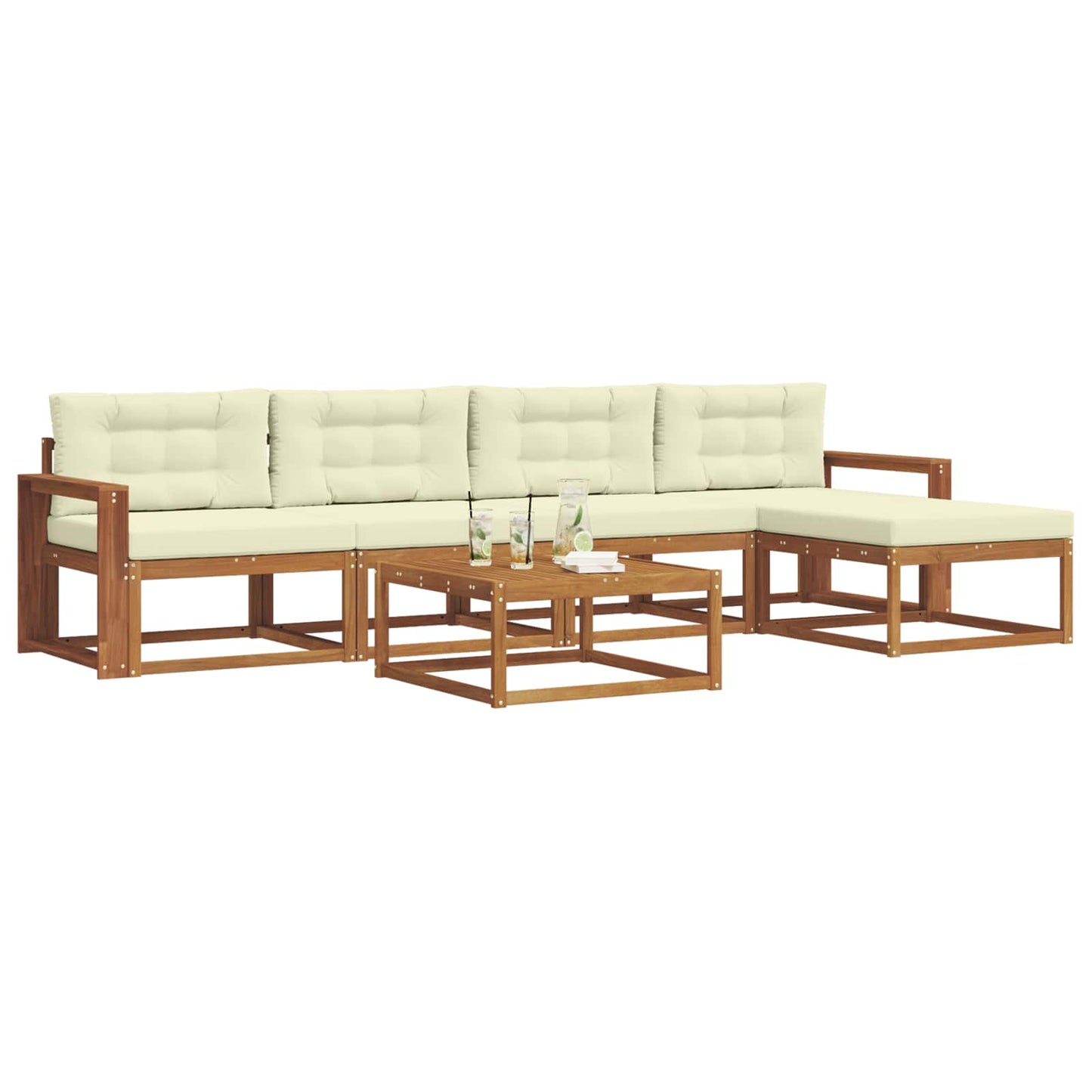 Outdoor-Sofagarnitur mit Kissen 6 pcs Natur und Creme