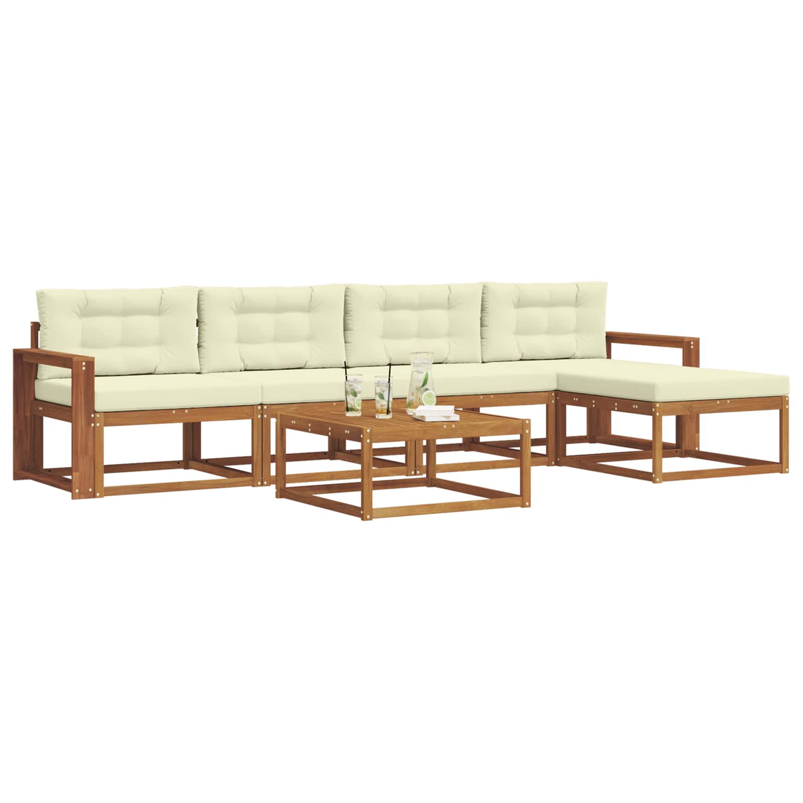 Outdoor-Sofagarnitur mit Kissen 6 pcs Natur und Creme