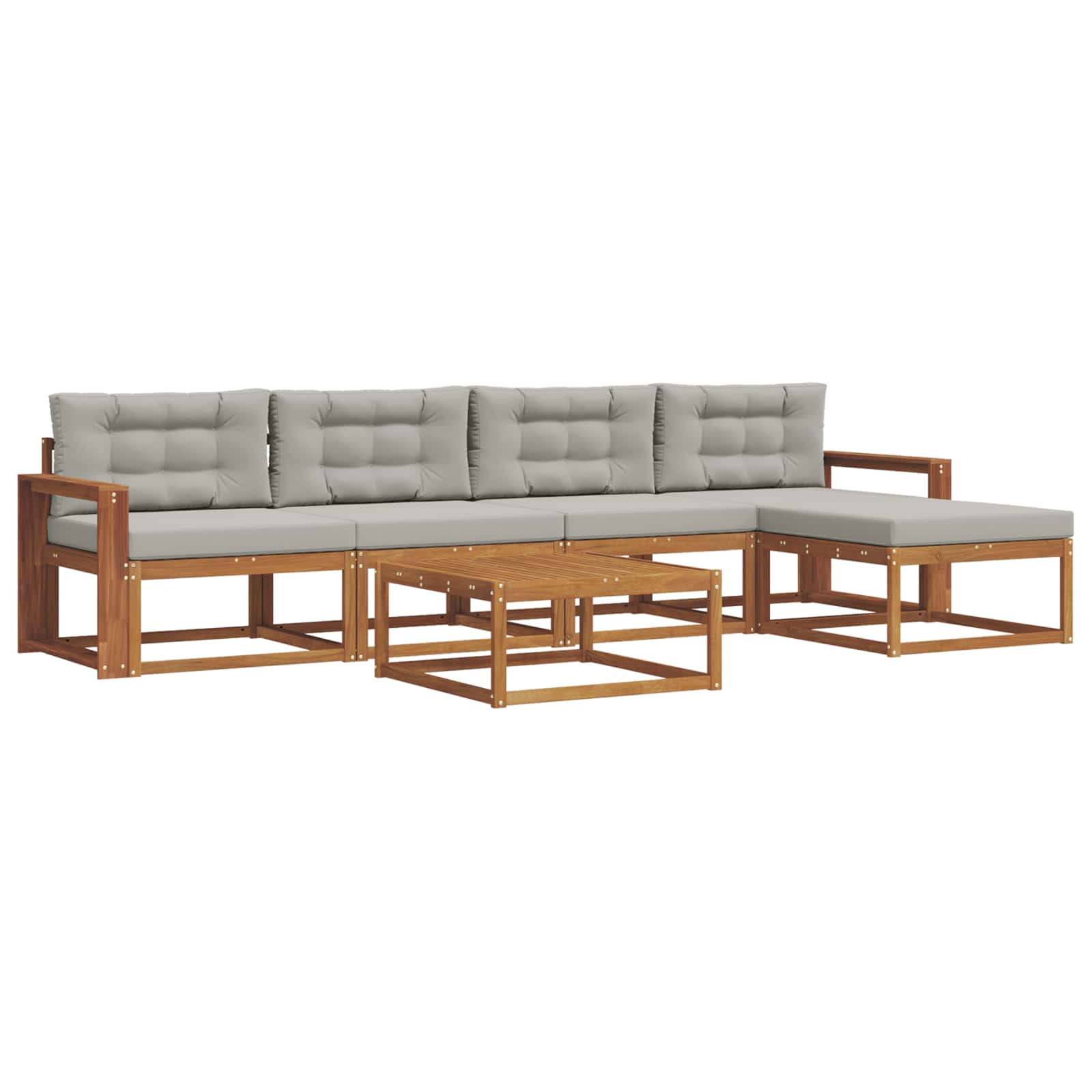Outdoor-Sofagarnitur mit Kissen 6 pcs Natürlich und Hellgrau