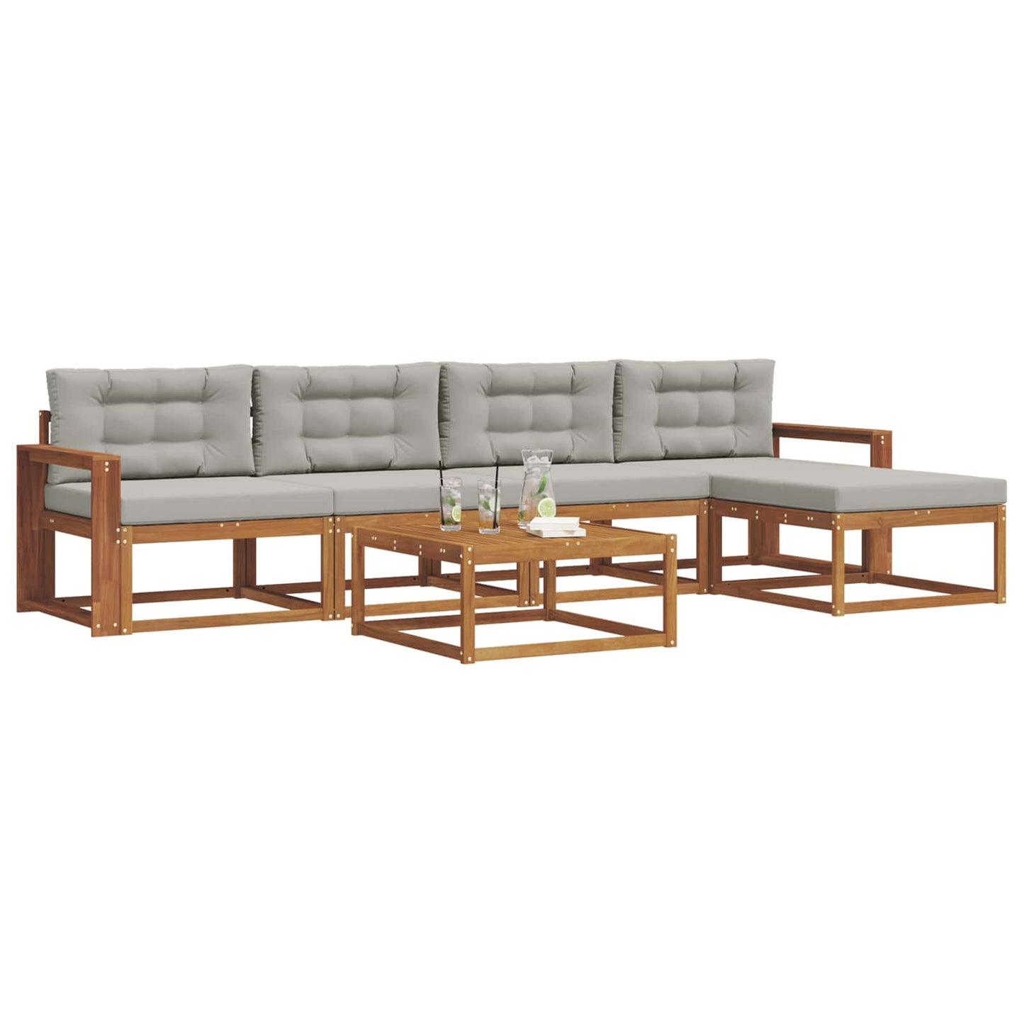 Outdoor-Sofagarnitur mit Kissen 6 pcs Natürlich und Hellgrau