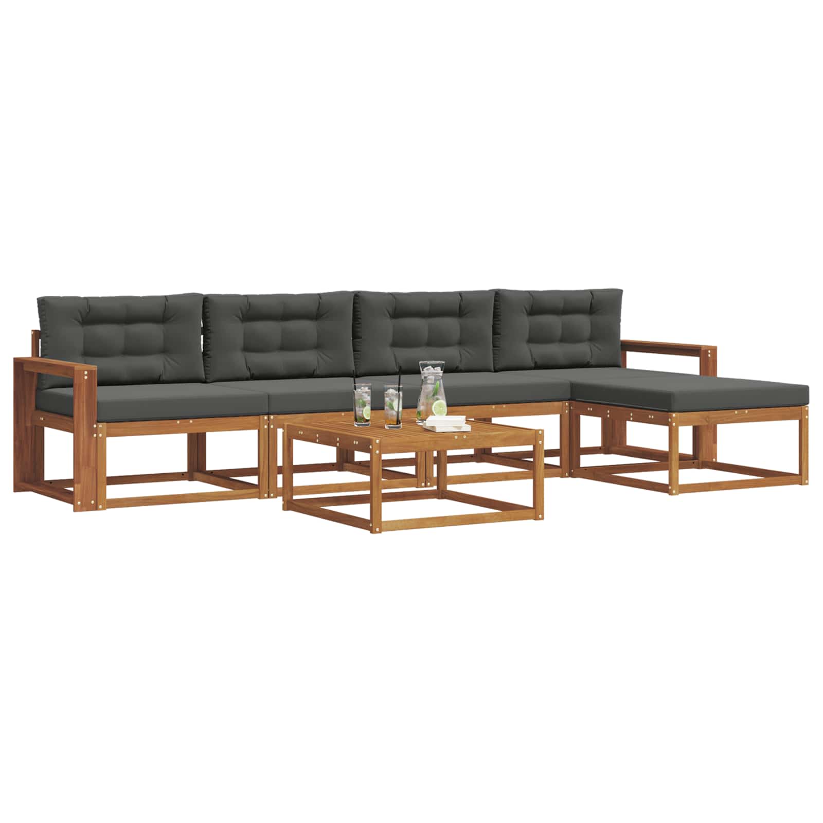 Outdoor-Sofagarnitur mit Kissen 6 pcs Natur und Anthrazit