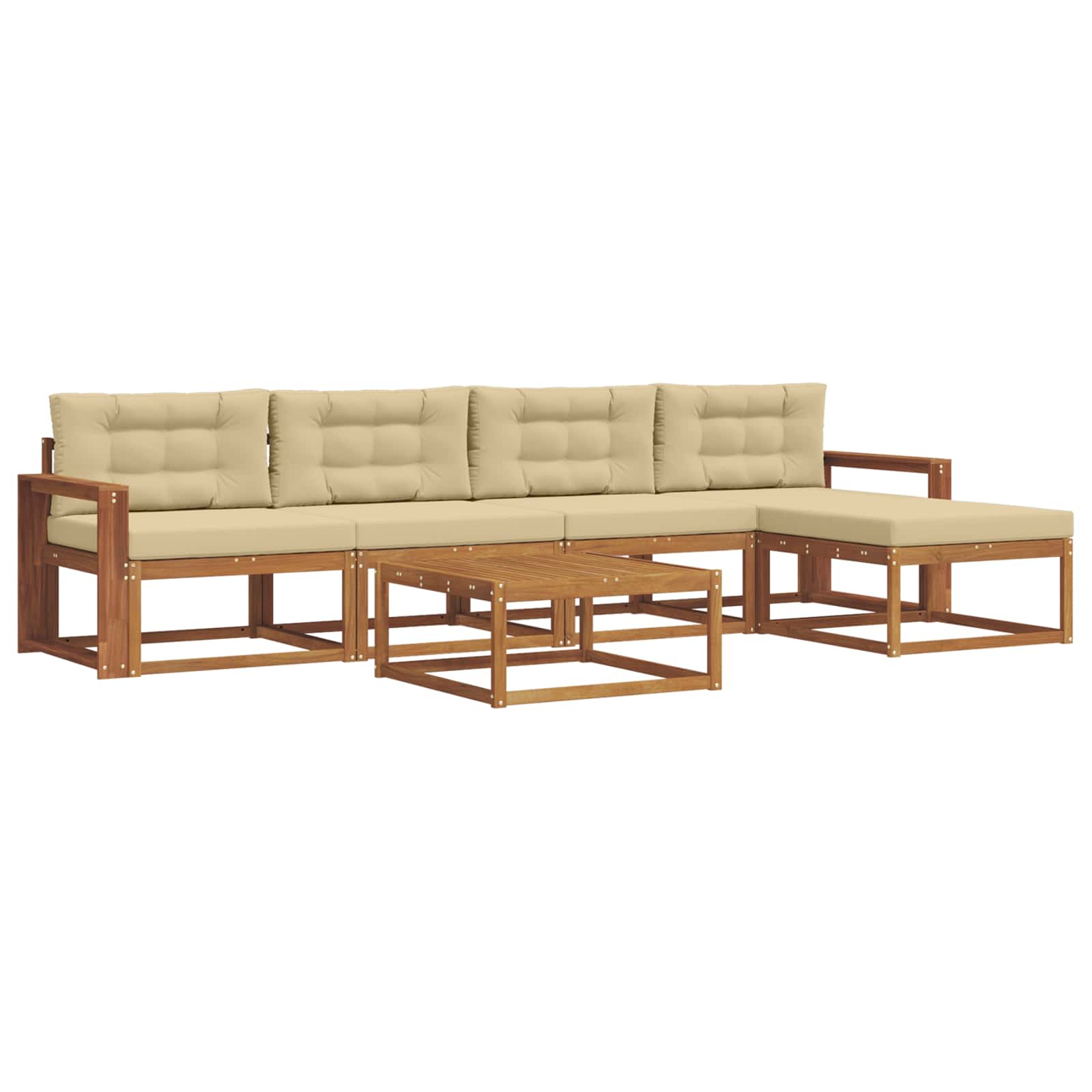Outdoor-Sofagarnitur mit Kissen 6 pcs Natur und Beige