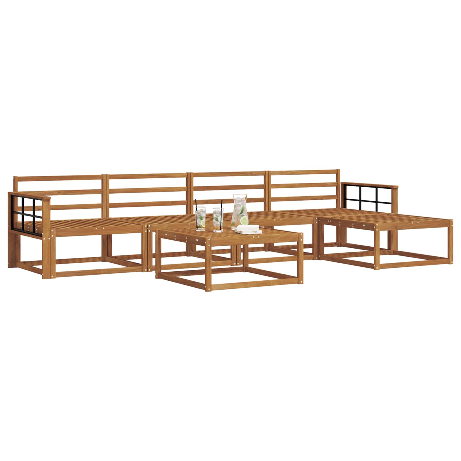 Outdoor-Sofagarnitur 6 pcs Natur Massivholz Akazie