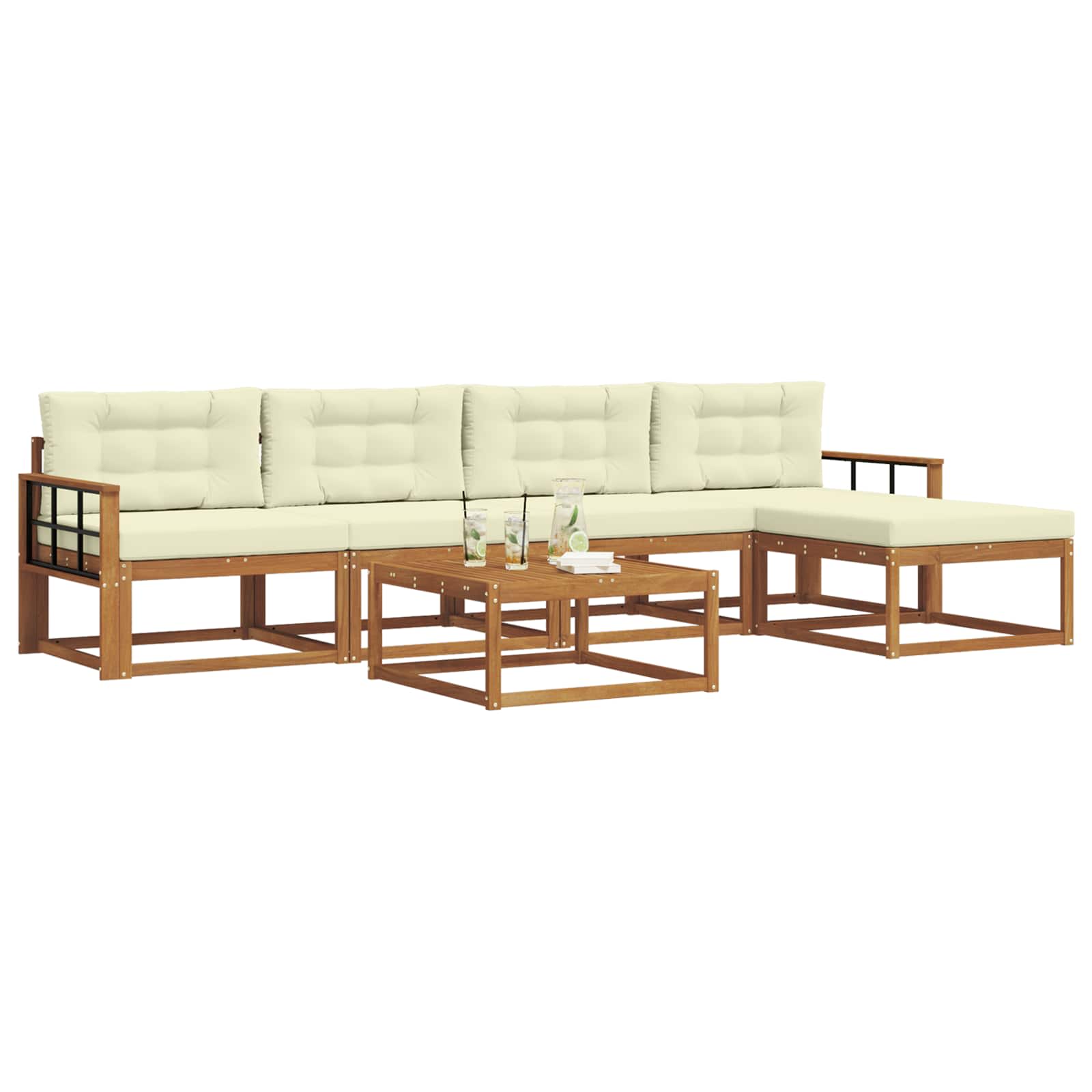 Outdoor-Sofagarnitur mit Kissen 6 pcs Natur und Creme