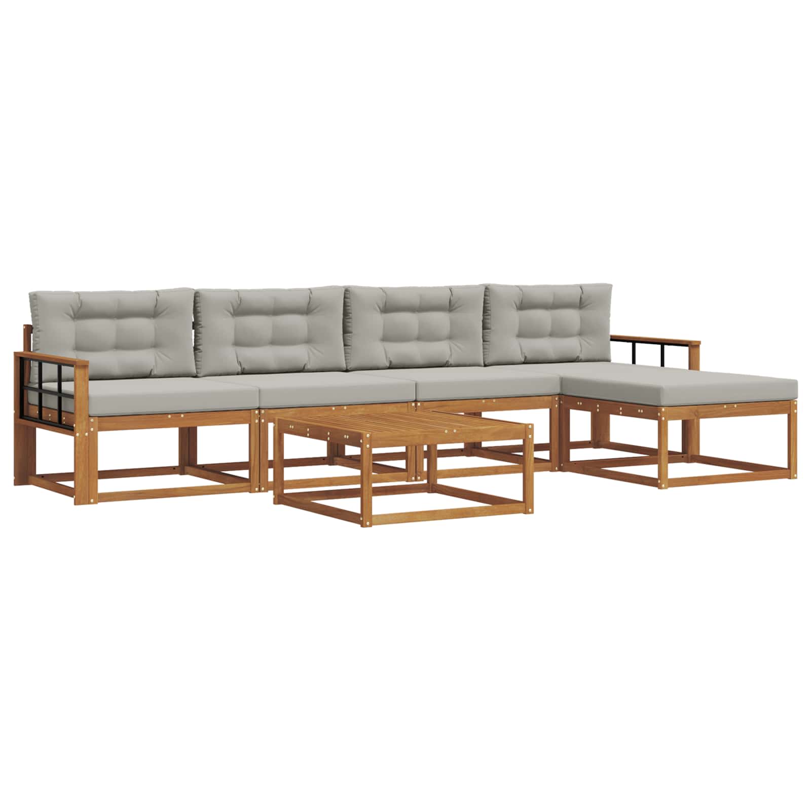 Outdoor-Sofagarnitur mit Kissen 6 pcs Natürlich und Hellgrau