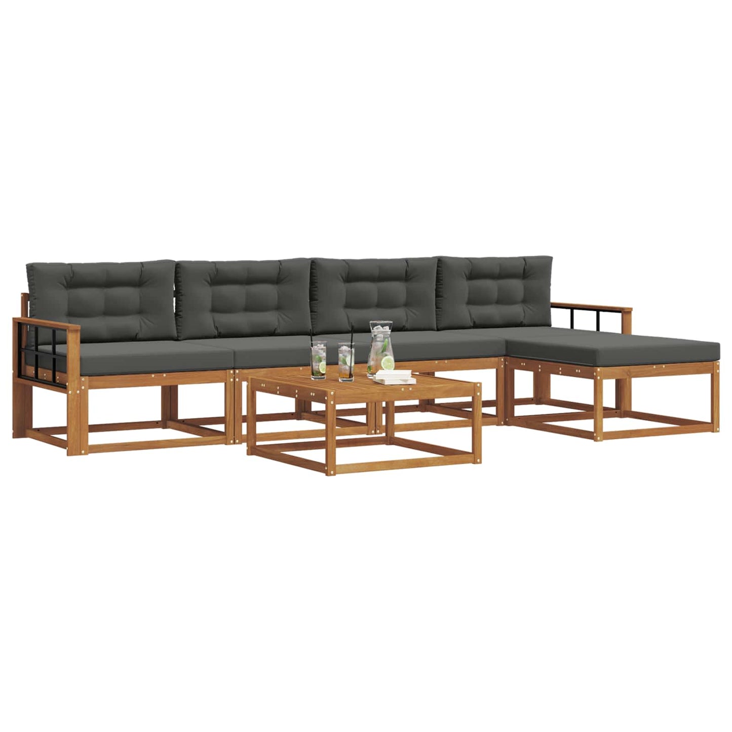 Outdoor-Sofagarnitur mit Kissen 6 pcs Natur und Anthrazit