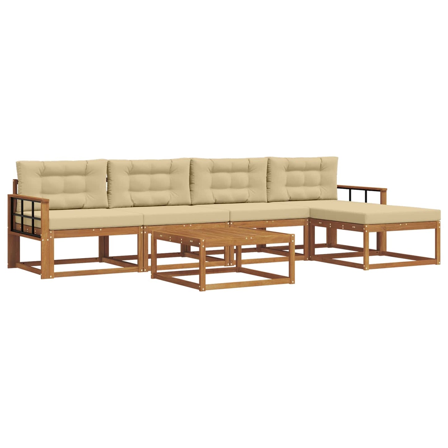 Outdoor-Sofagarnitur mit Kissen 6 pcs Natur und Beige