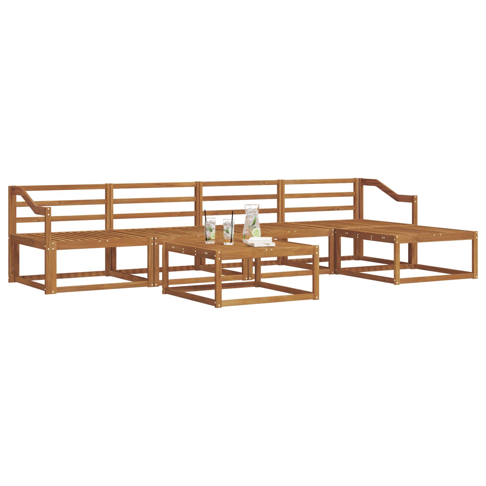 Outdoor-Sofagarnitur 6 pcs Natur Massivholz Akazie