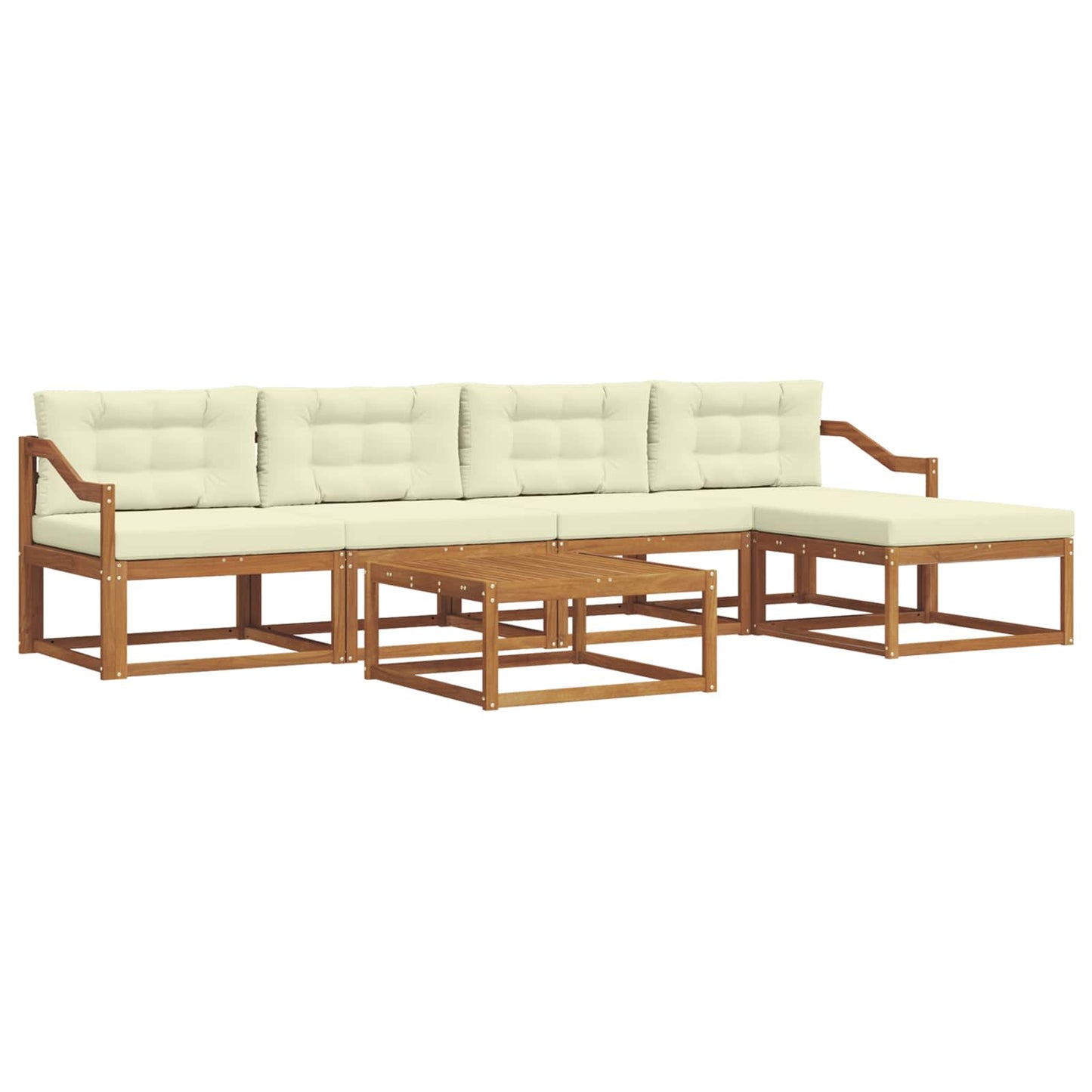 Outdoor-Sofagarnitur mit Kissen 6 pcs Natur und Creme