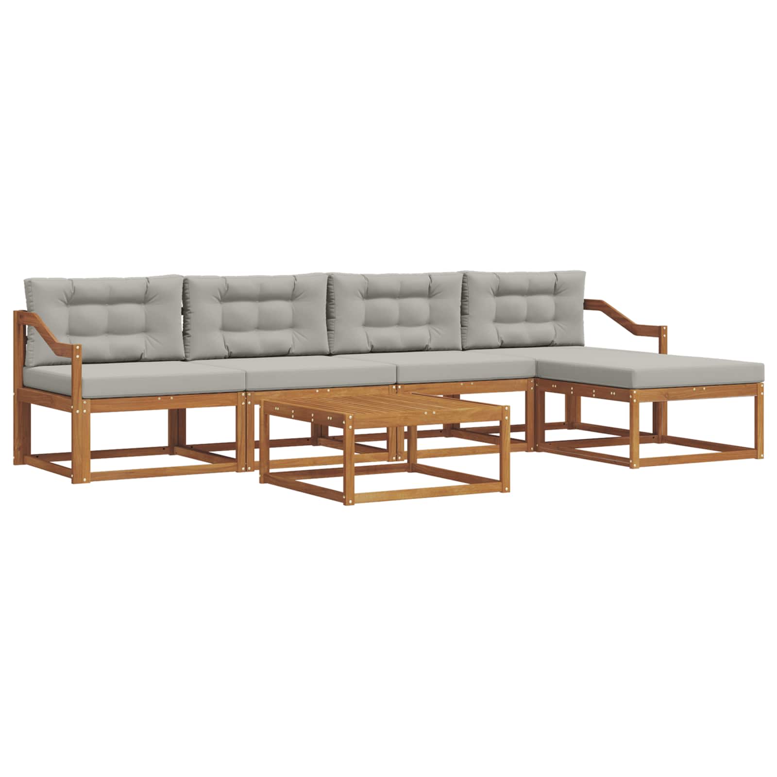 Outdoor-Sofagarnitur mit Kissen 6 pcs Natürlich und Hellgrau