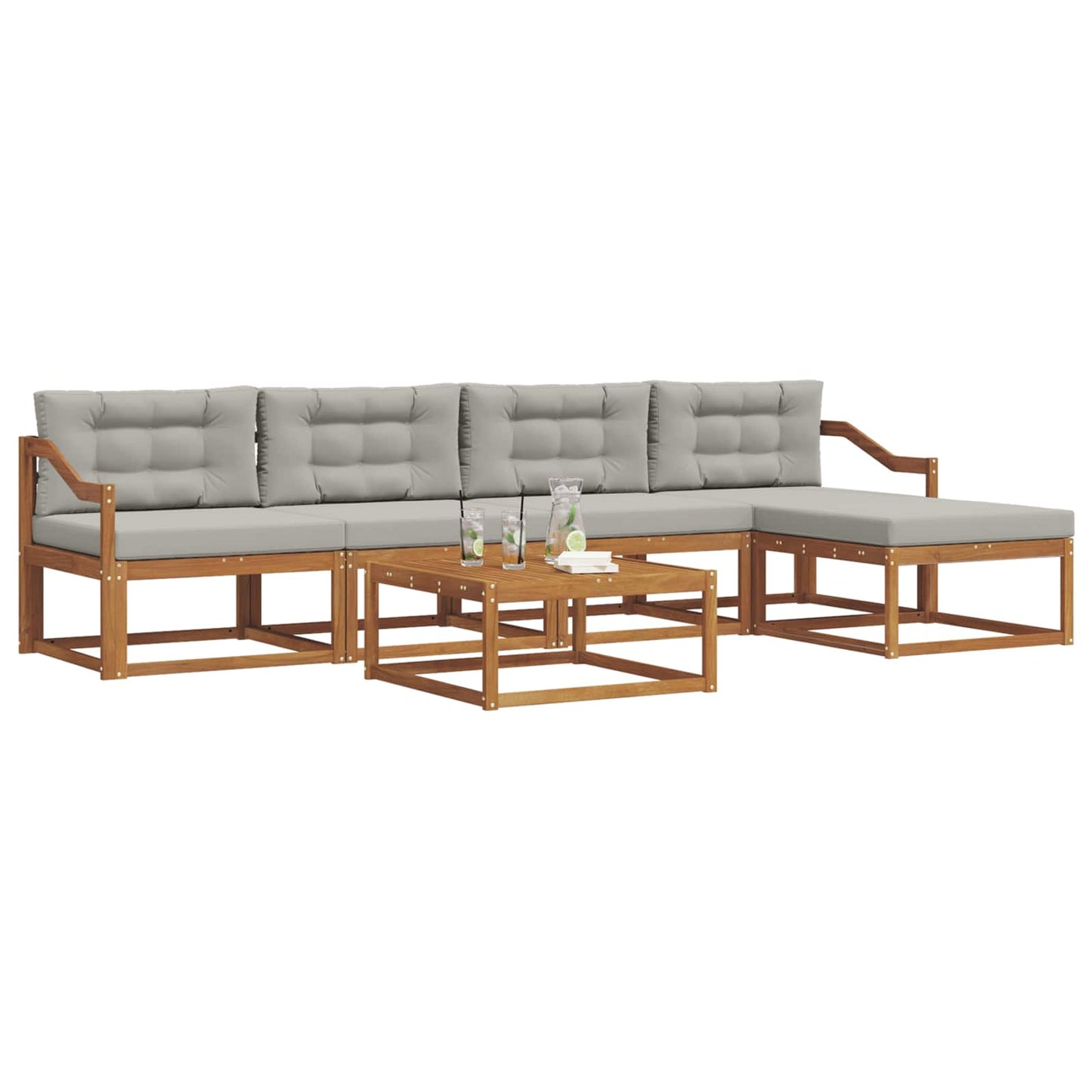 Outdoor-Sofagarnitur mit Kissen 6 pcs Natürlich und Hellgrau
