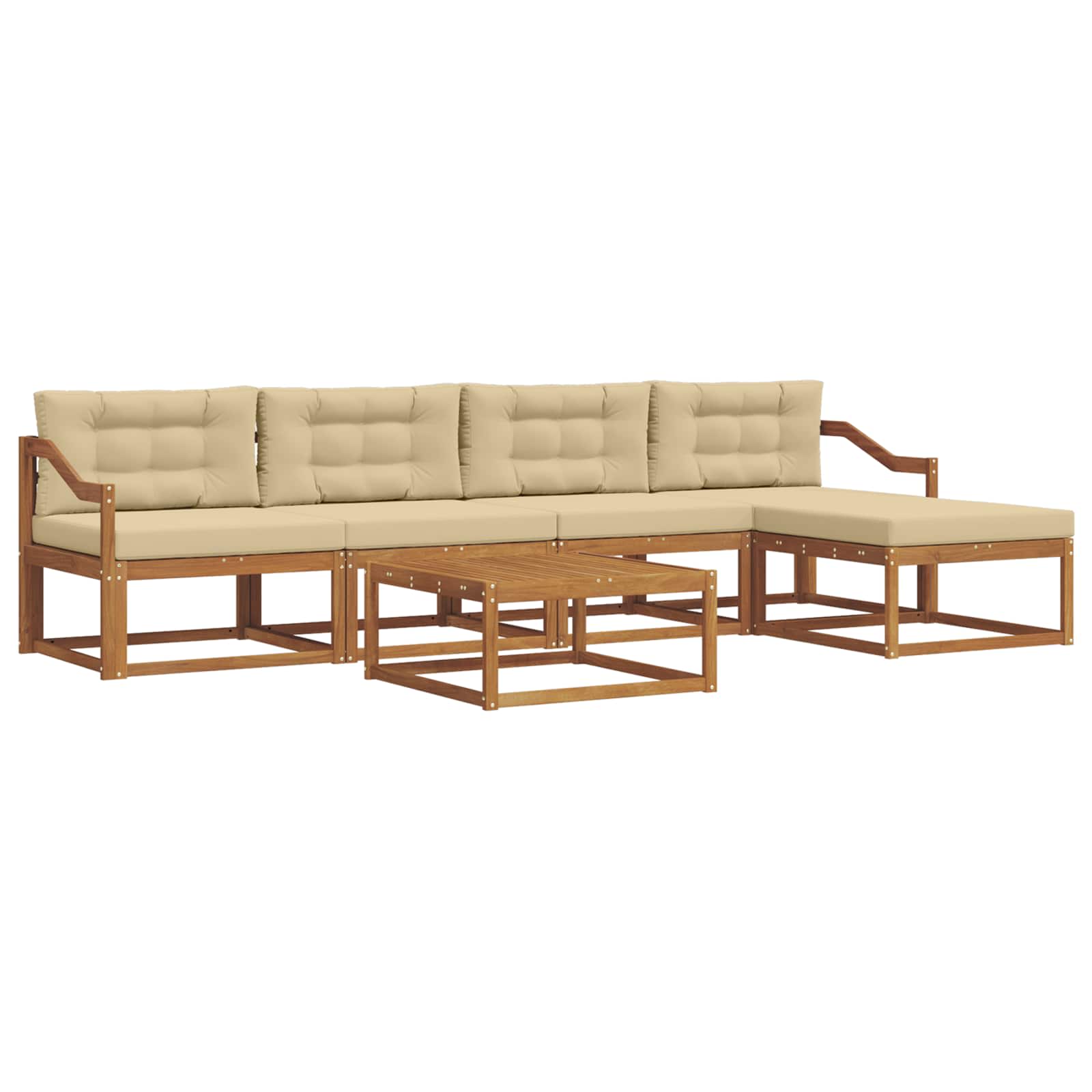 Outdoor-Sofagarnitur mit Kissen 6 pcs Natur und Beige