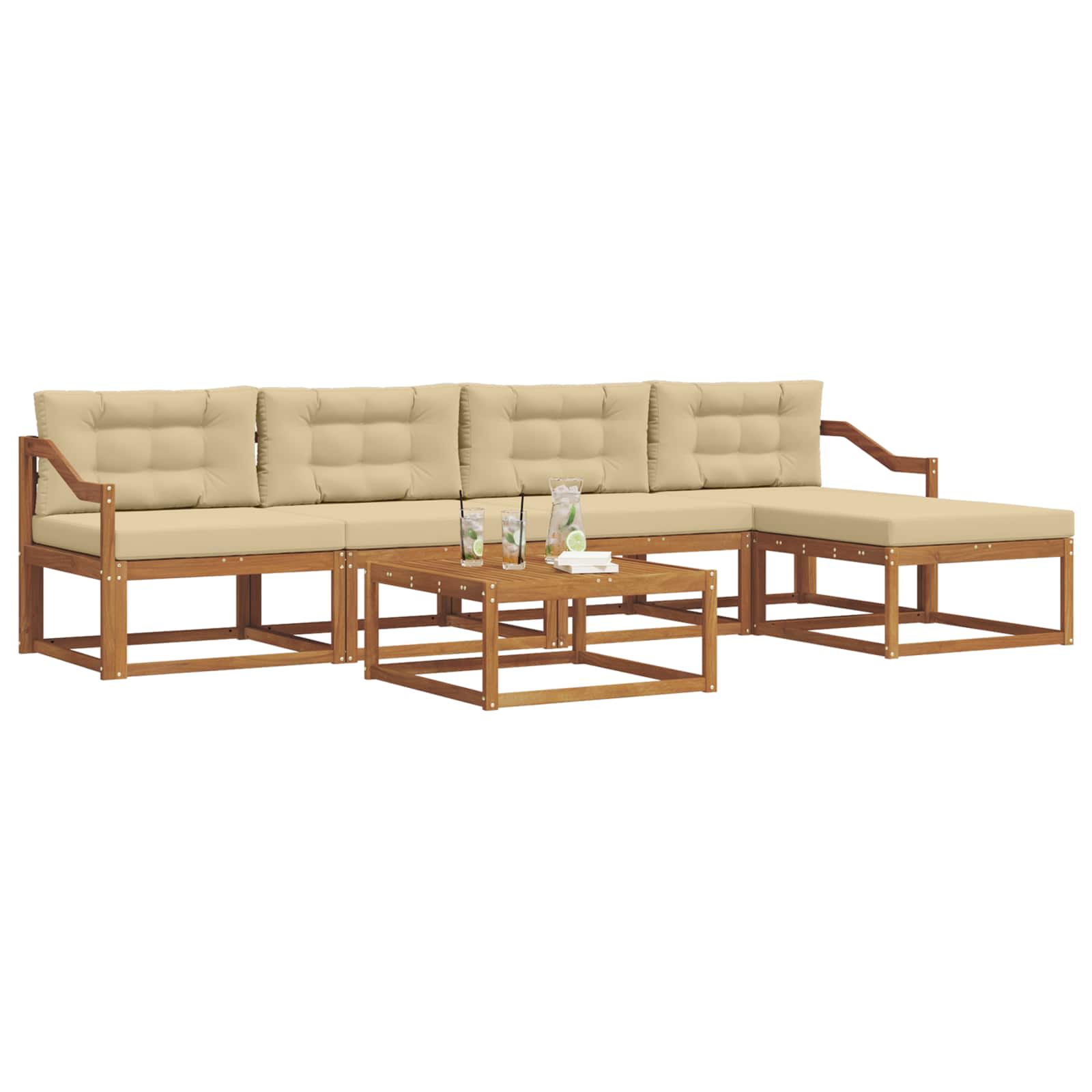 Outdoor-Sofagarnitur mit Kissen 6 pcs Natur und Beige