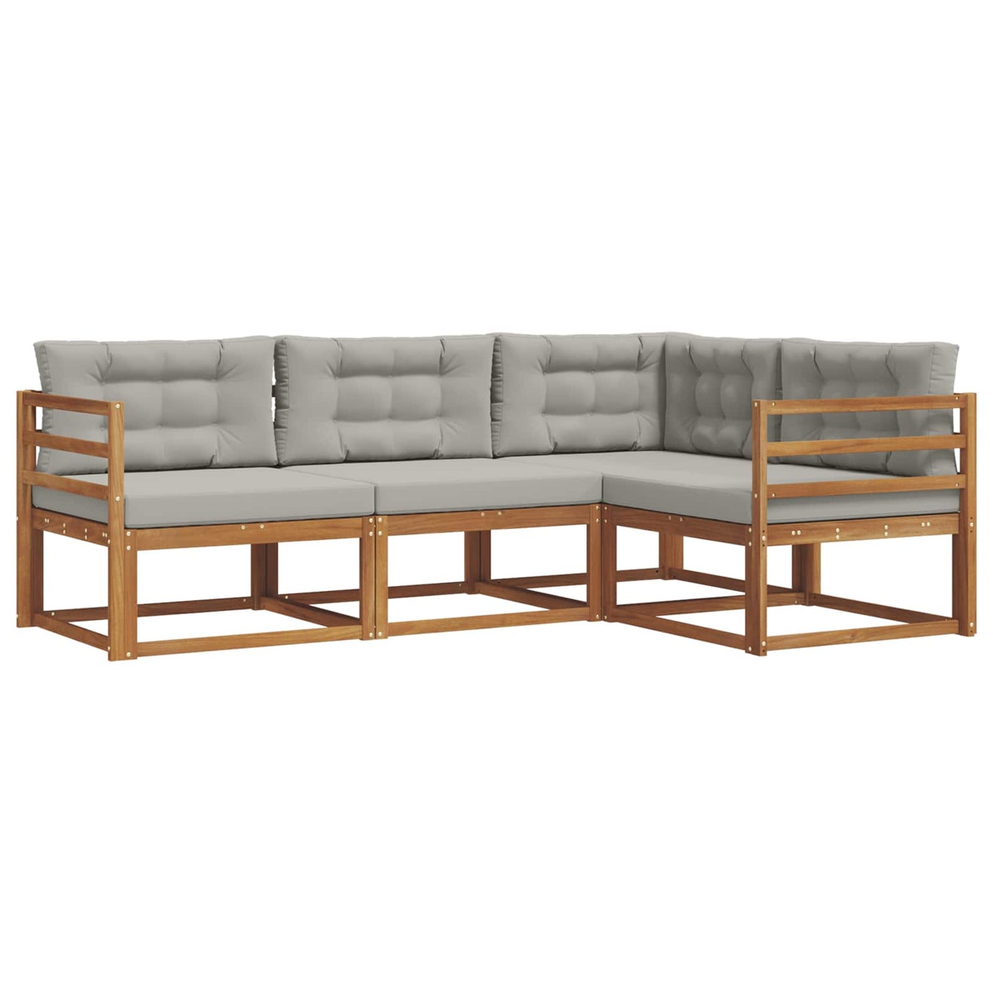 Outdoor-Sofagarnitur mit Kissen 4 pcs Natürlich und Hellgrau