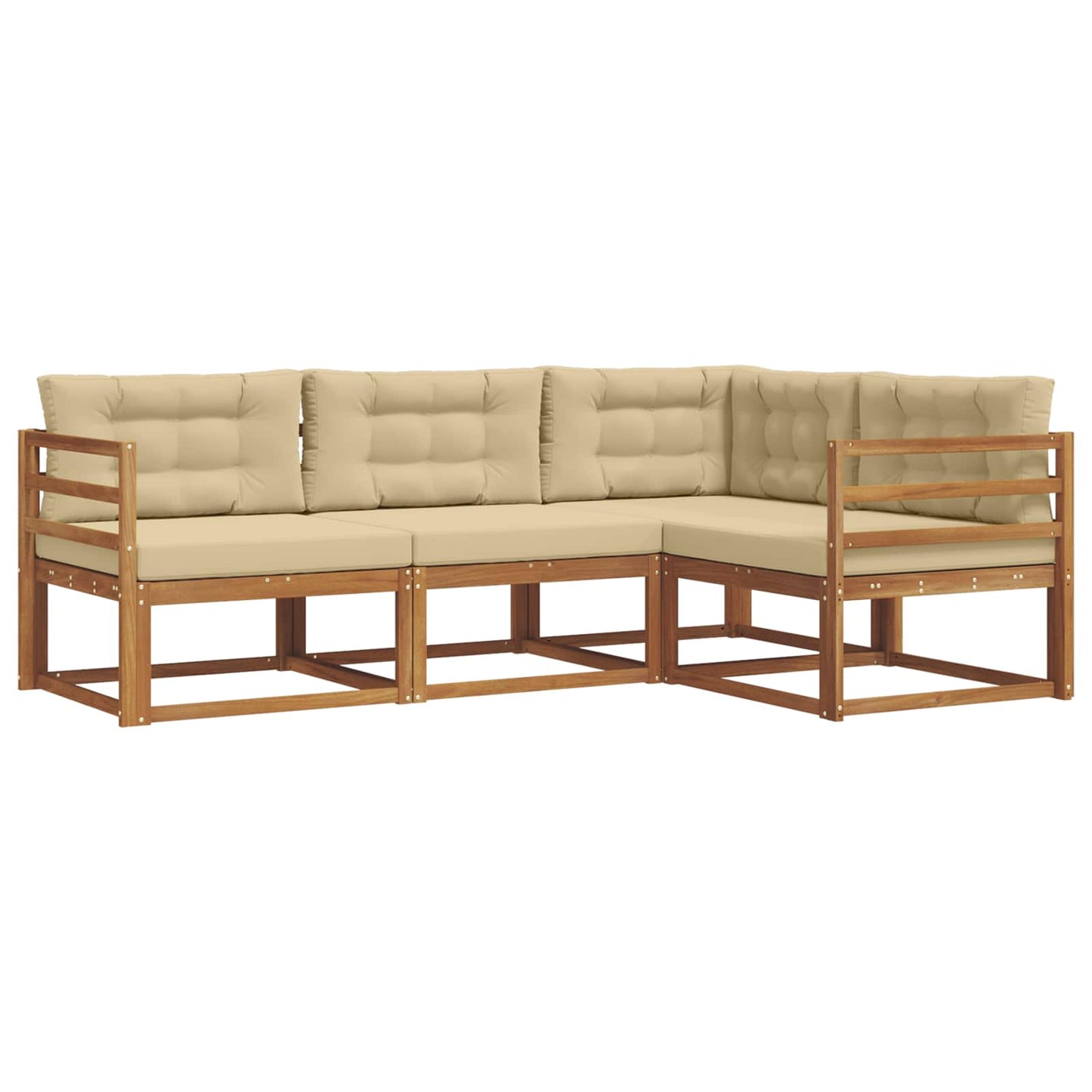 Outdoor-Sofagarnitur mit Kissen 4 pcs Natur und Beige