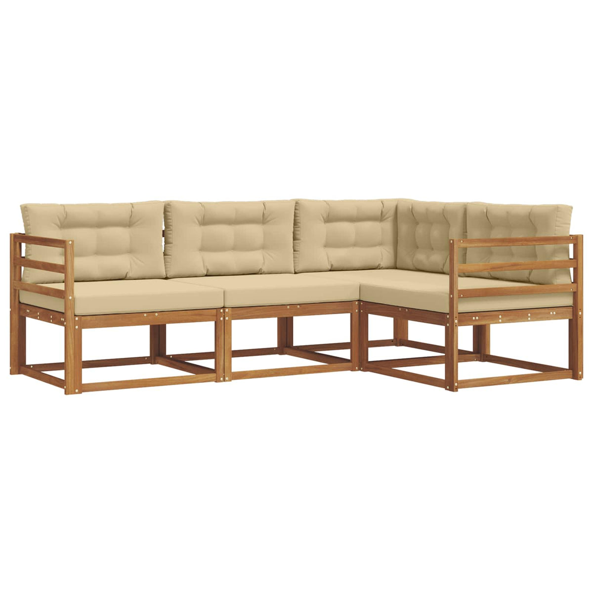 Outdoor-Sofagarnitur 4 stk. Natur und Beige