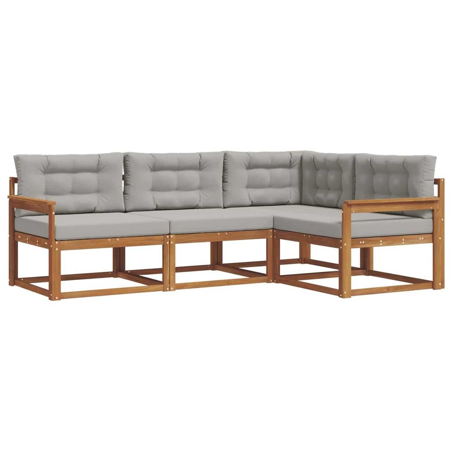Outdoor-Sofagarnitur mit Kissen 4 pcs Natürlich und Hellgrau