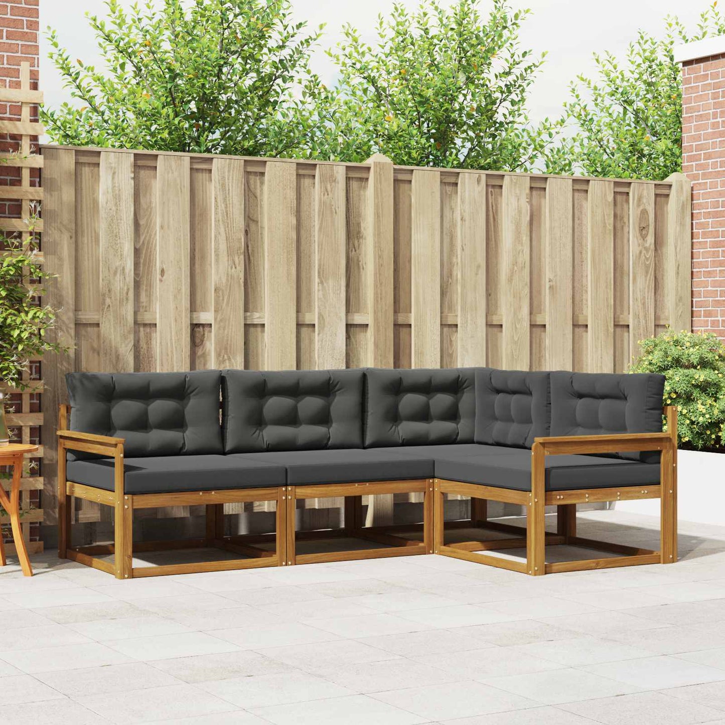 Outdoor-Sofagarnitur 4 stk. Natur und Anthrazit