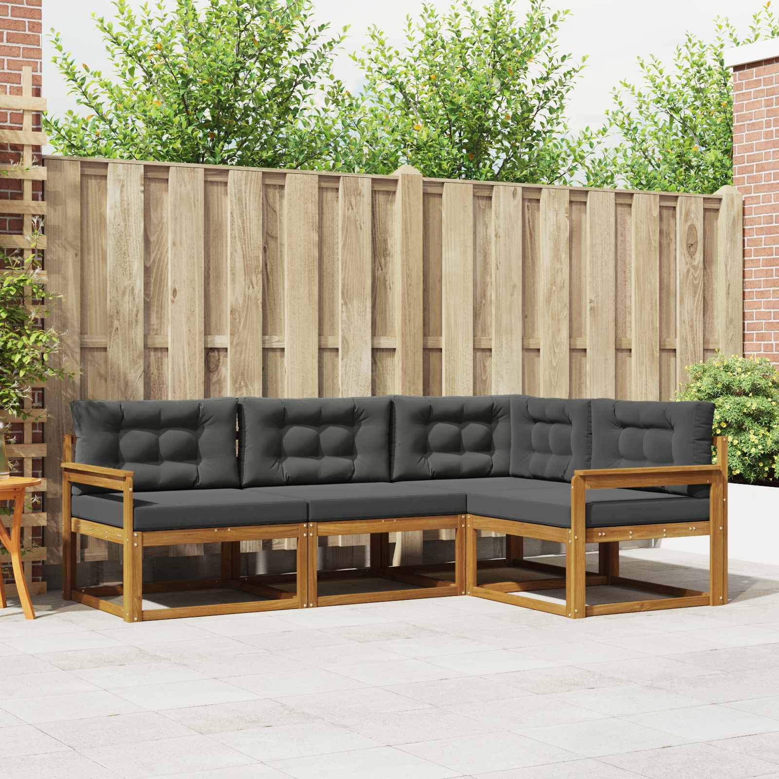 Outdoor-Sofagarnitur 4 stk. Natur und Anthrazit